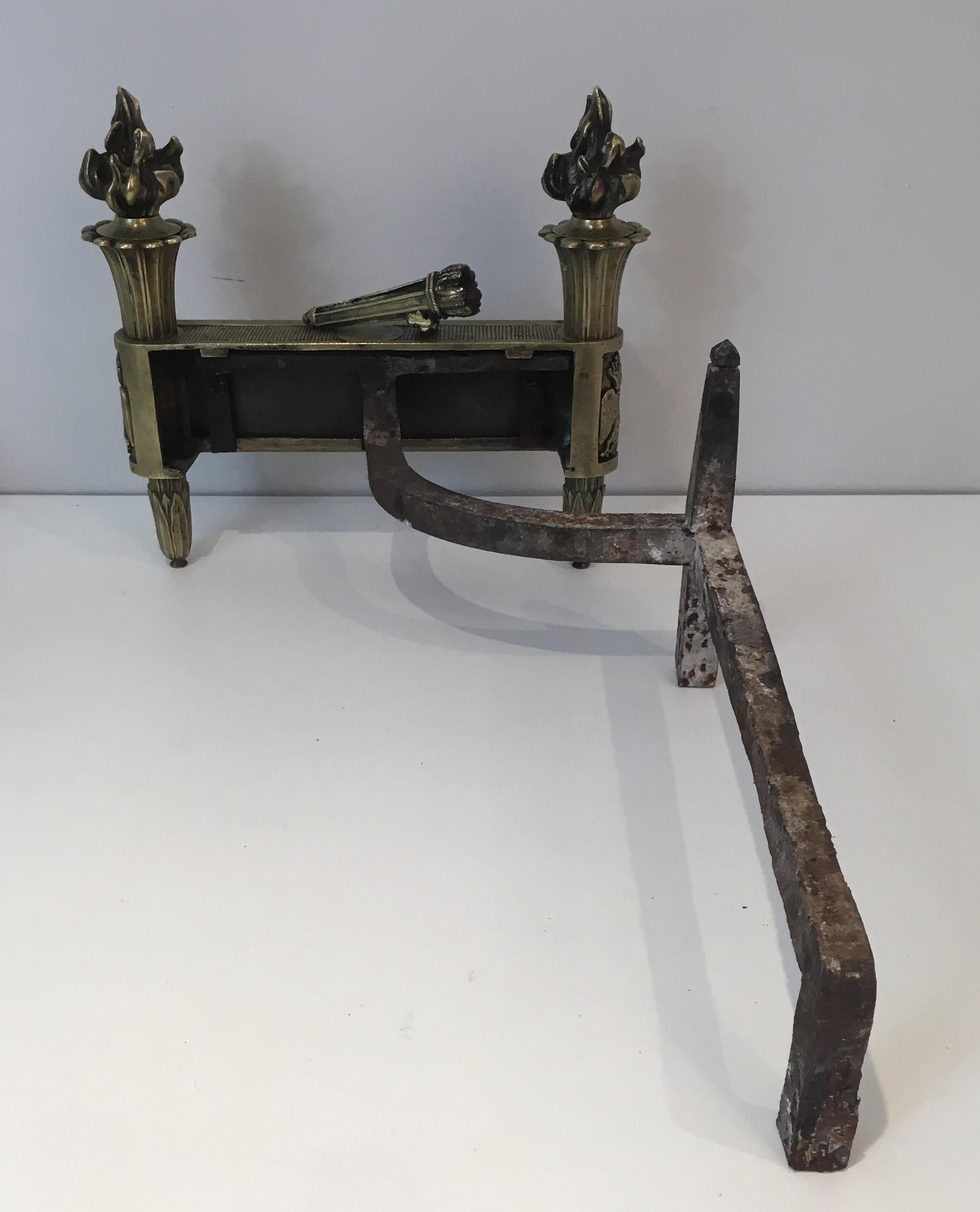 Pair of Empire Period Bronze Andirons, French, circa 1850 For Sale 10