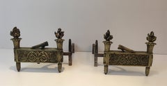 Pair of Empire Period Bronze Andirons, French, circa 1850