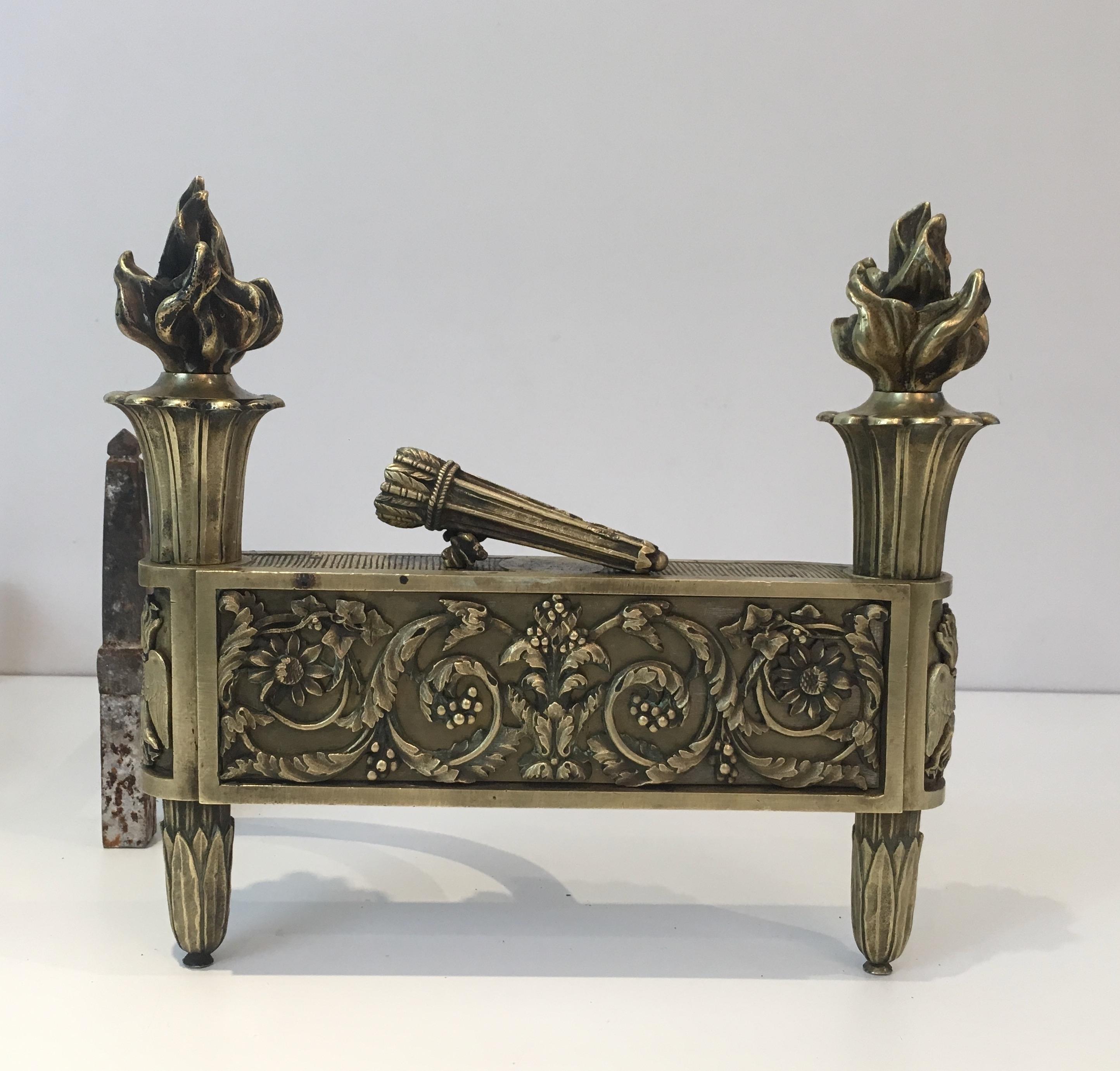 Pair of Empire Period Bronze Andirons, French, circa 1850 For Sale 1