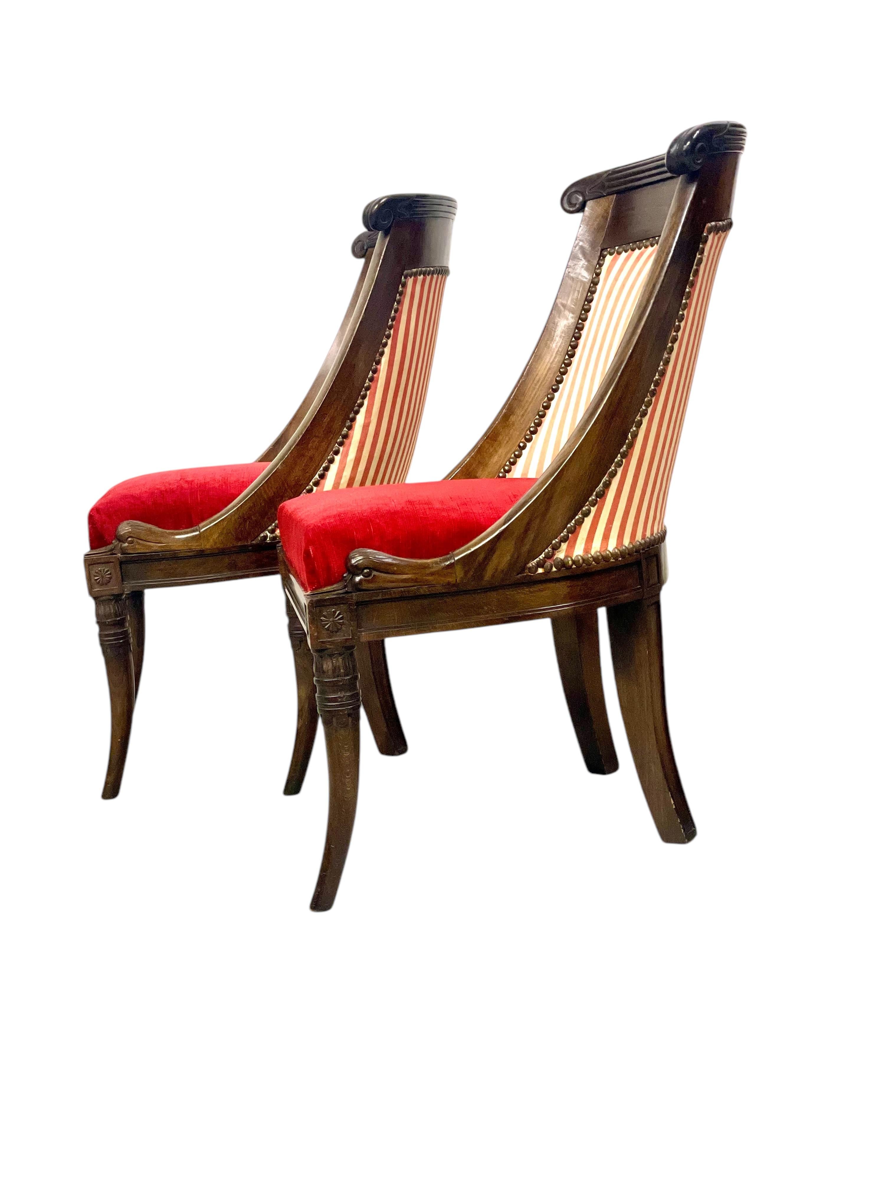 19th Century Pair of Empire Period Gondola Children Chairs For Sale