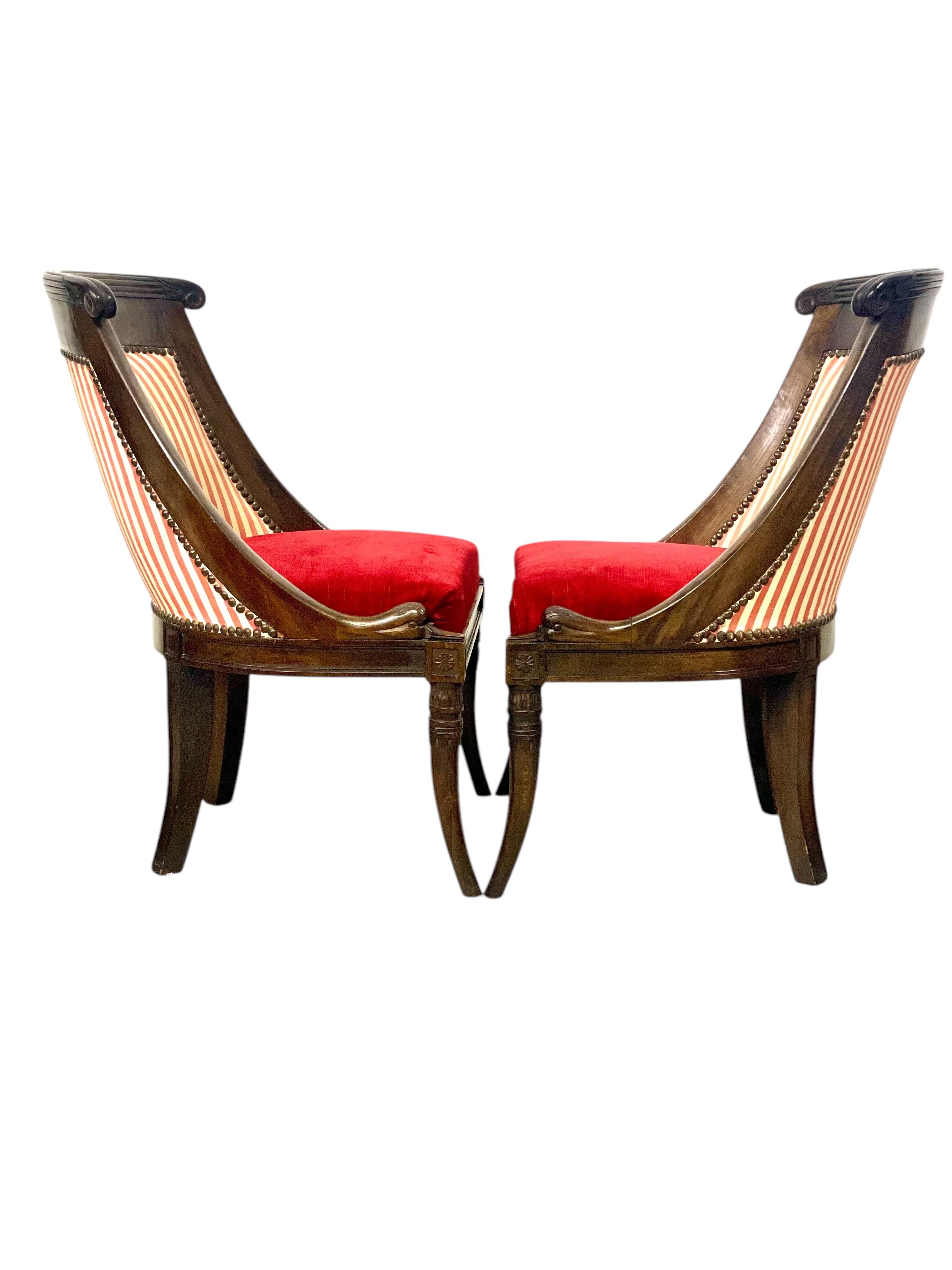 Pair of Empire Period Gondola Children Chairs For Sale 3