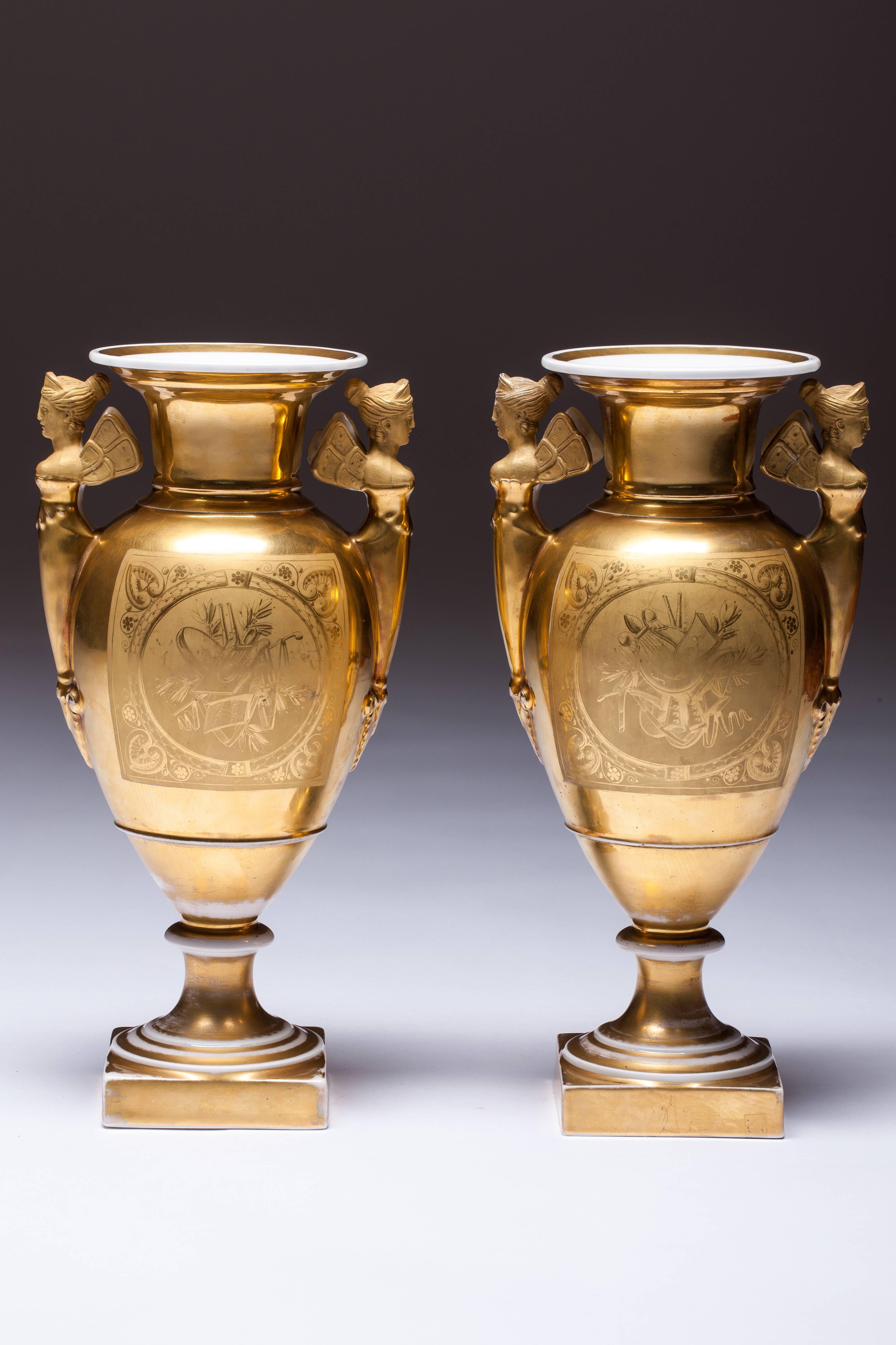 Pair of Empire Period Porcelain Vases 19th Century For Sale 4