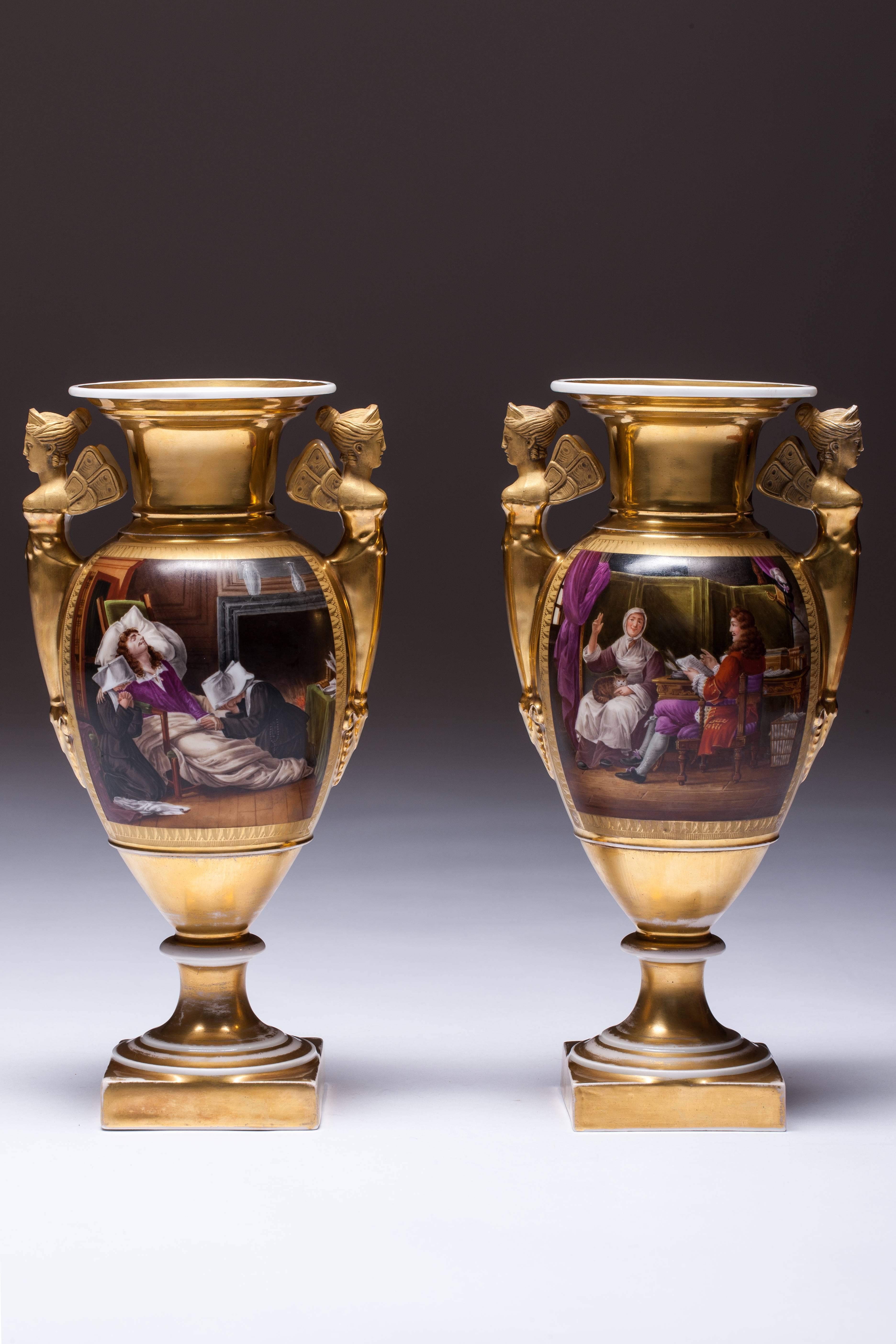 One scene decorated with a vase, in which the nurses are crying because of the death of the landlord. Another vase is decorated with woman and landlord who reads her rows. The other side of the vase is decorated with musical instruments.
Price per