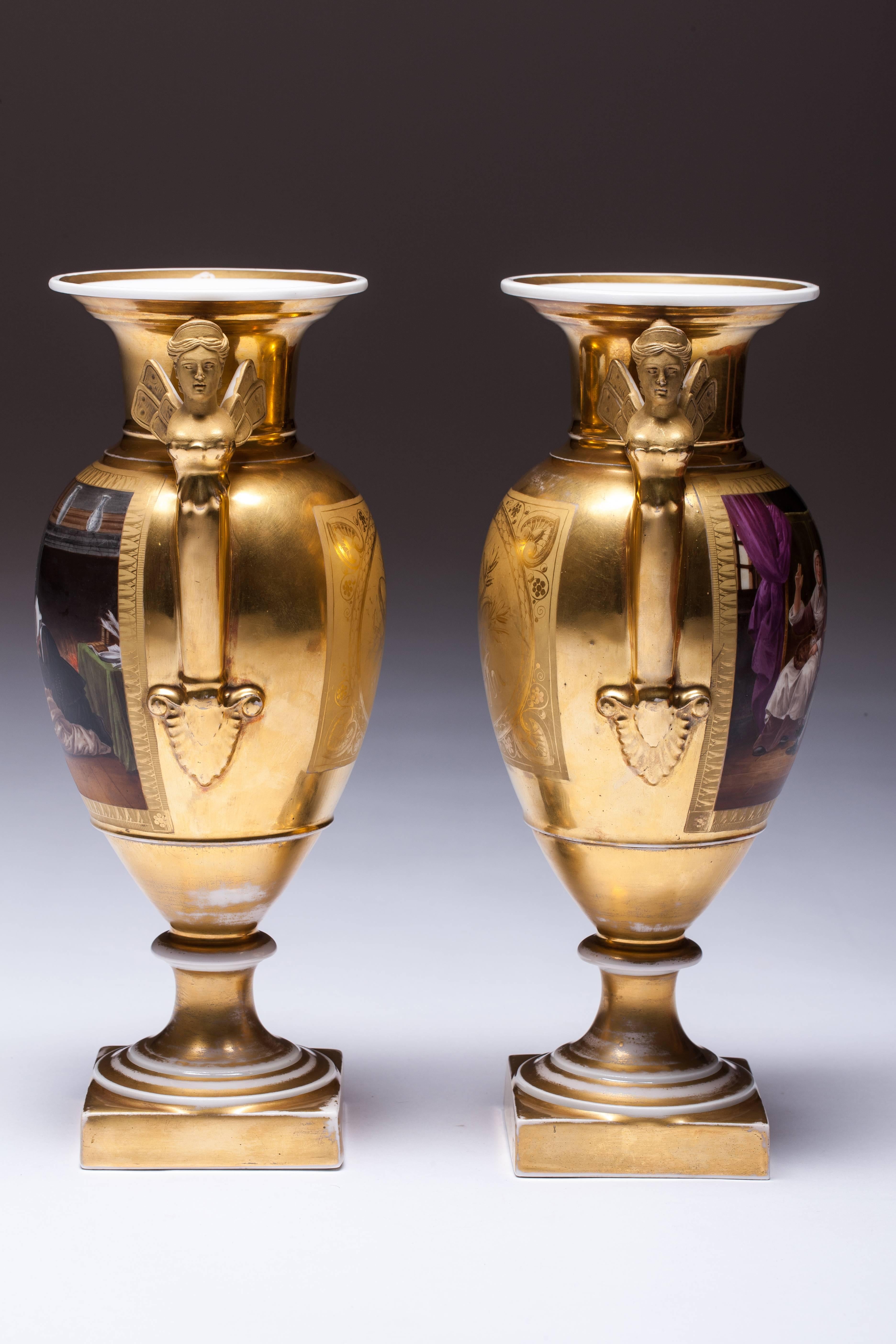 Pair of Empire Period Porcelain Vases 19th Century For Sale 2