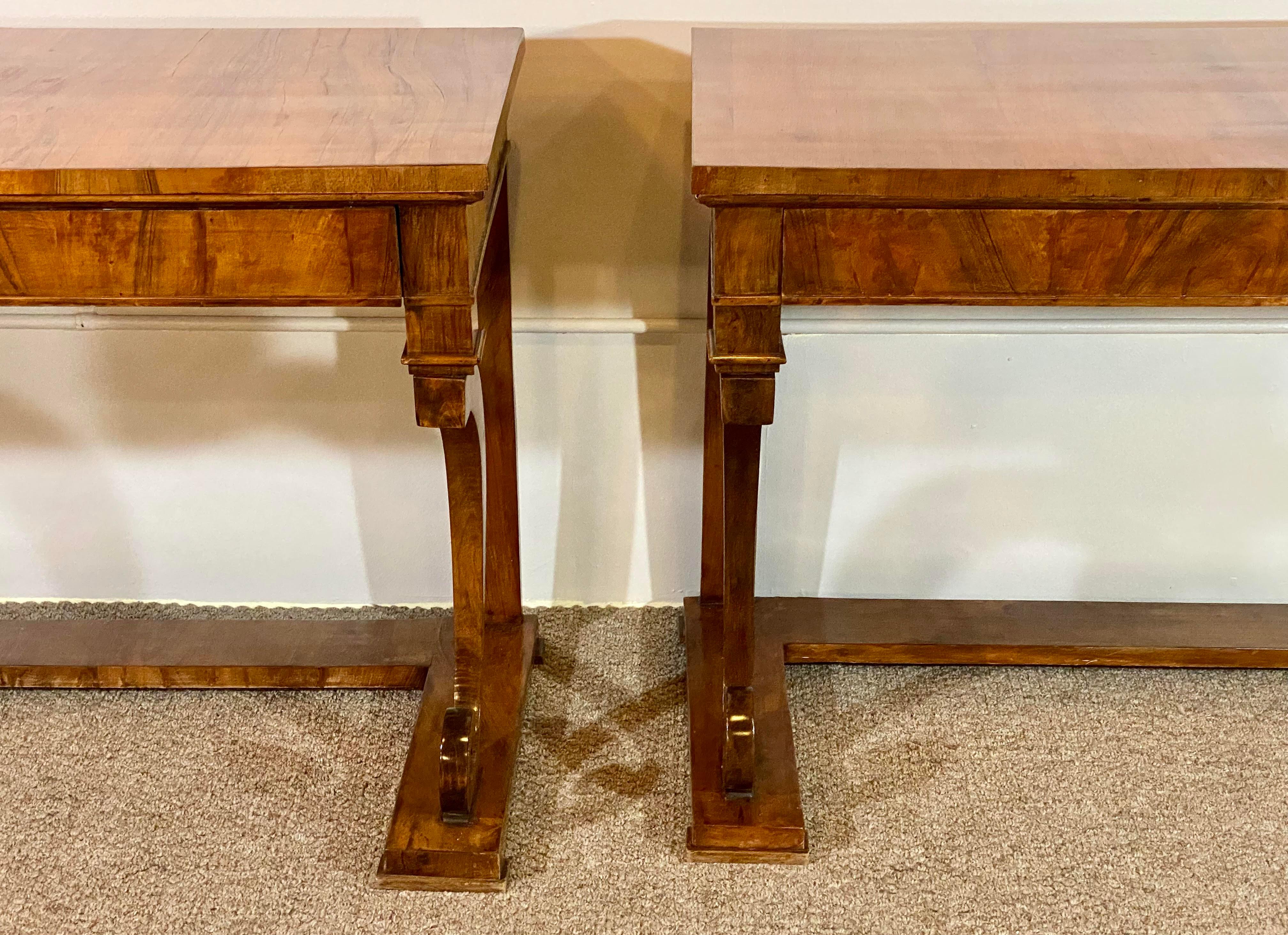 Wood Pair of Empire Period Rosewood Consoles or Pier Tables
