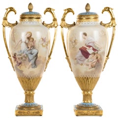 Pair of Empire Portrait Urns by Royal Vienna