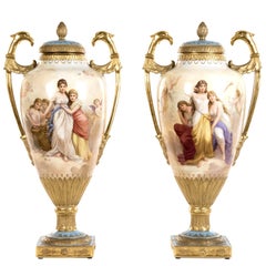 Pair of Empire Portrait Urns by Royal Vienna