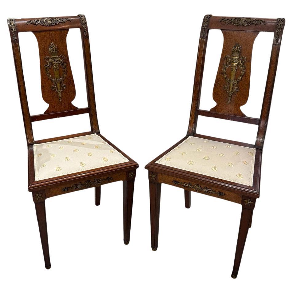 Paire de chaises d'appoint Empire, 19e siècle
