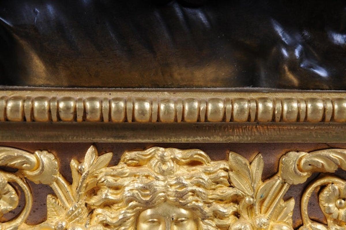 Pair of Empire Sphinx Chimneys, Brass Andirons, Paris 19th Century Napoleon III For Sale 11