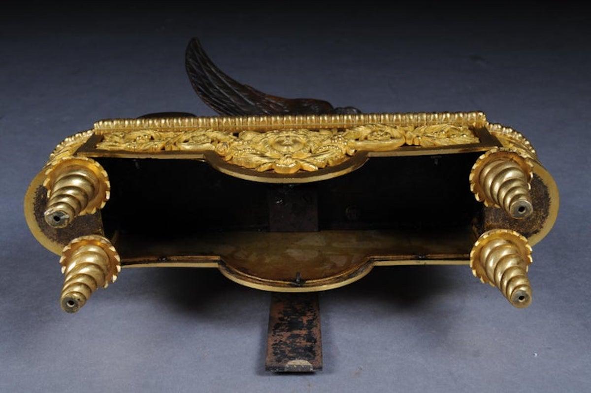 Pair of Empire Sphinx Chimneys, Brass Andirons, Paris 19th Century Napoleon III For Sale 12