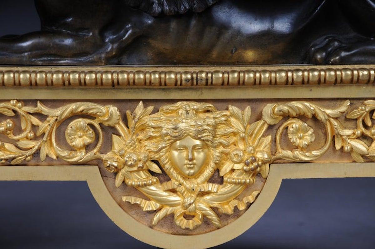 French Pair of Empire Sphinx Chimneys, Brass Andirons, Paris 19th Century Napoleon III For Sale