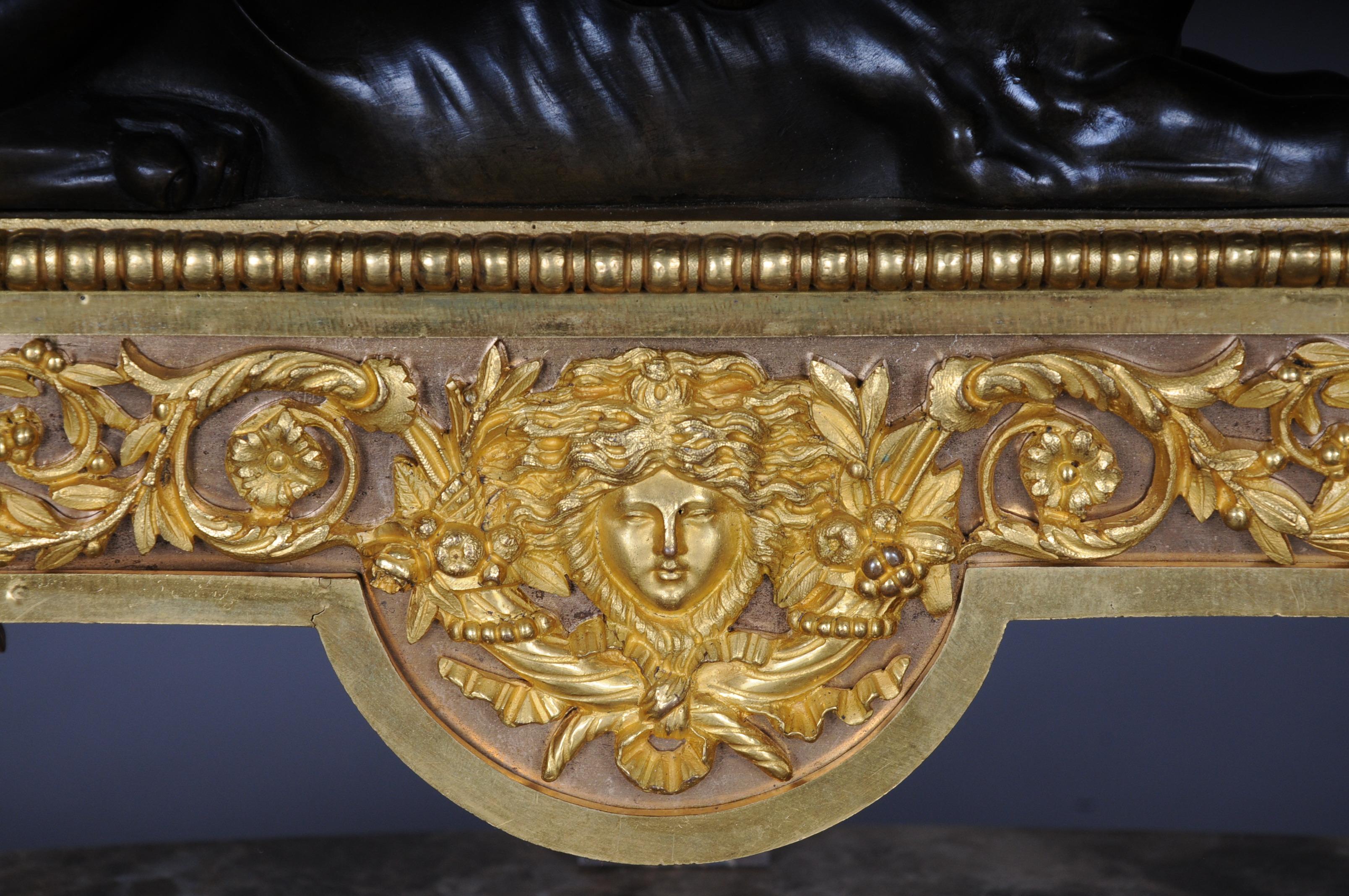 Doré Paire de cheminées Empire Sphinx, chenets en laiton, Paris 19ème siècle Napoléon III