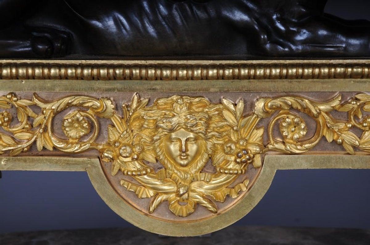 Pair of Empire Sphinx Chimneys, Brass Andirons, Paris 19th Century Napoleon III For Sale 1