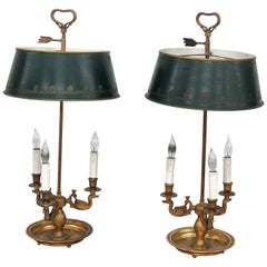 Pair of Empire Style 3 Arm Bouillotte Lamps