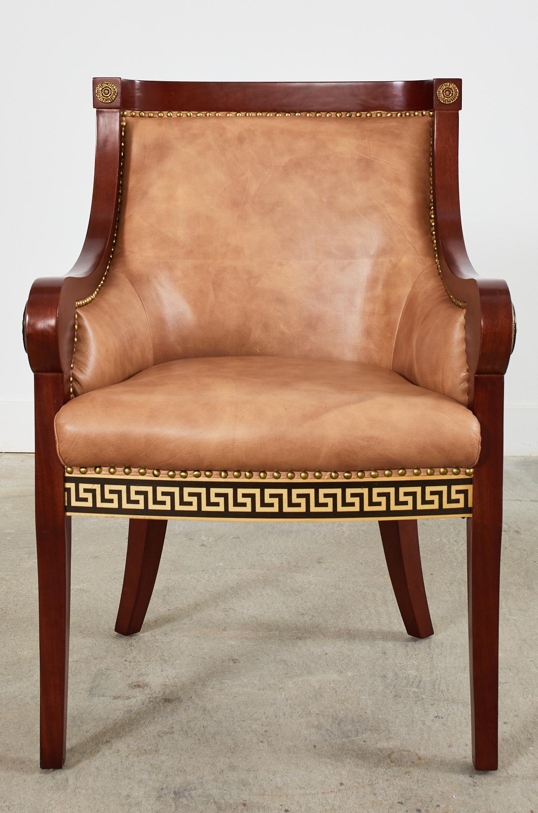 Pair of Empire Style Armchairs with Versacesque Decoration For Sale 5
