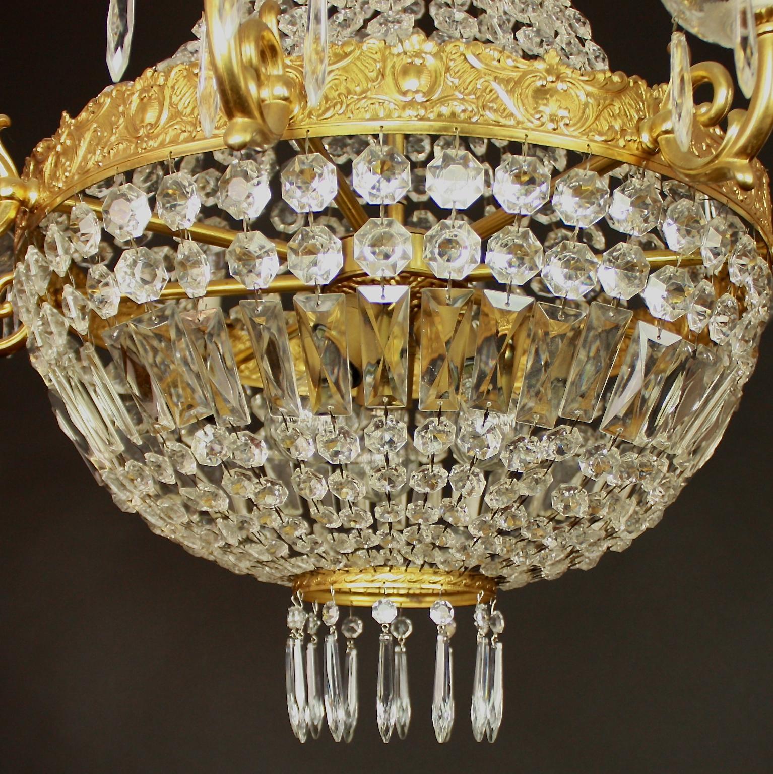 Pair of Empire Style Basket Chandeliers, Early 20th Century 1