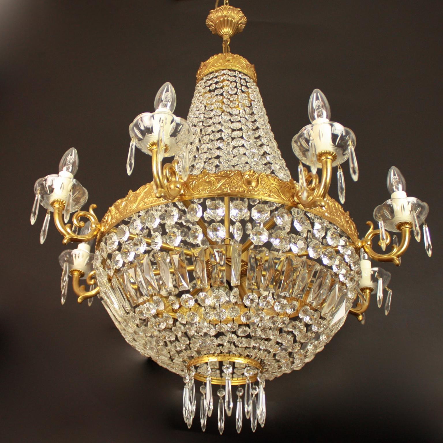 Pair of Empire Style Basket Chandeliers, Early 20th Century 2