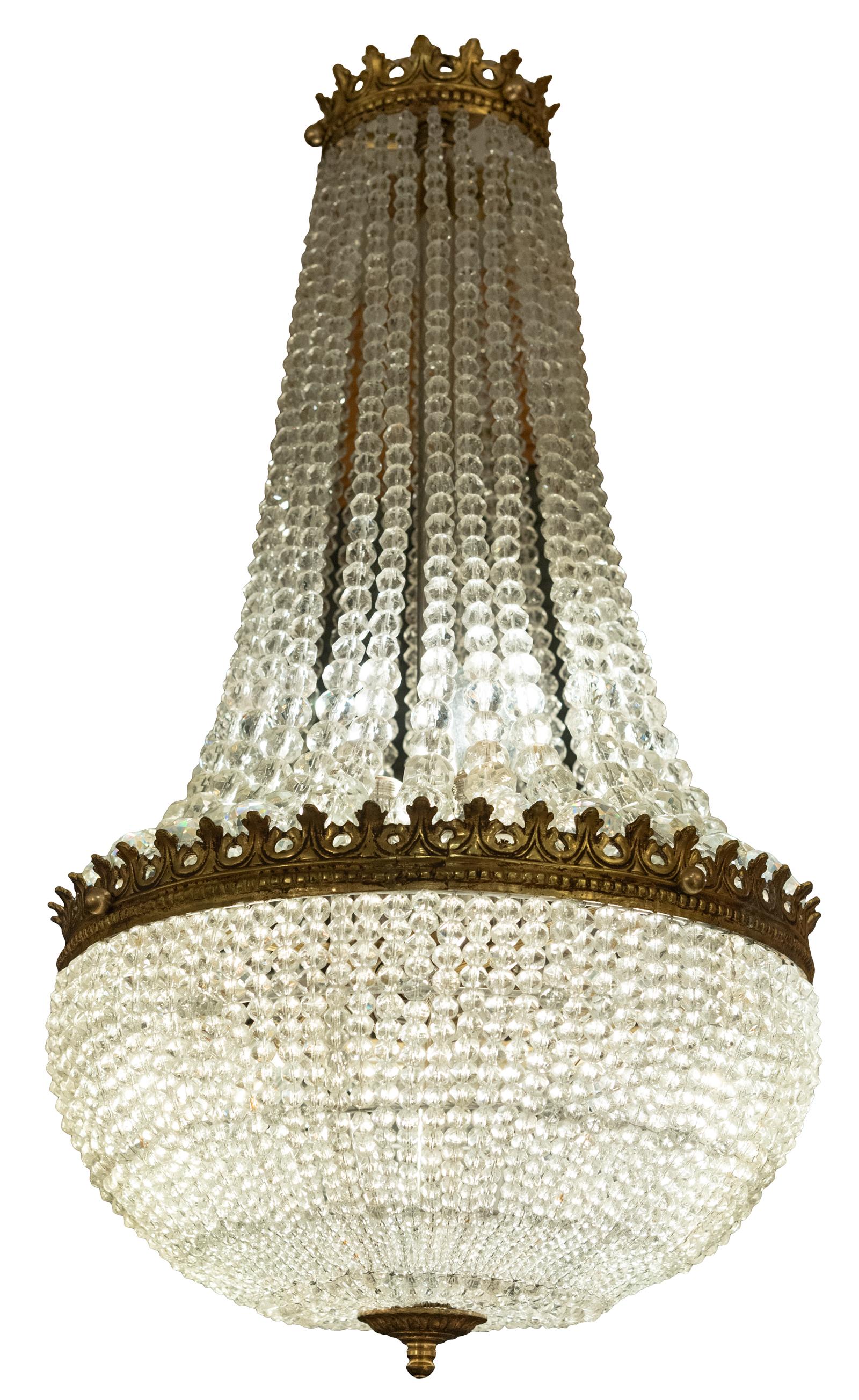 American Pair of Empire Style Basket-Form Chandeliers