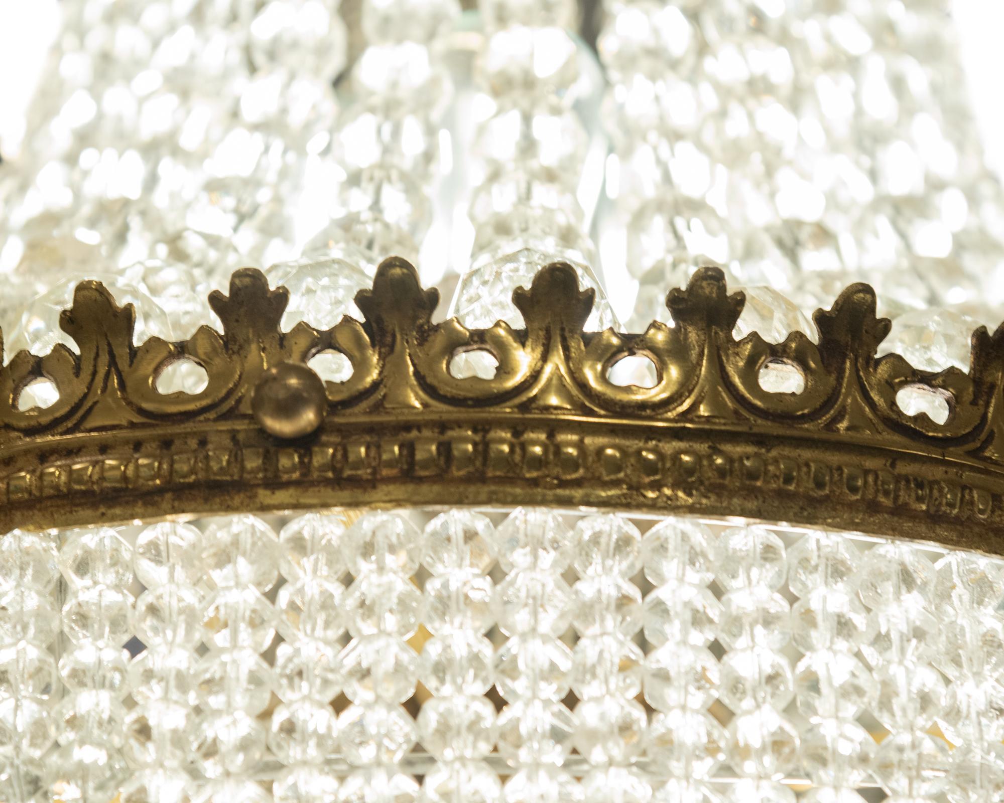 Crystal Pair of Empire Style Basket-Form Chandeliers