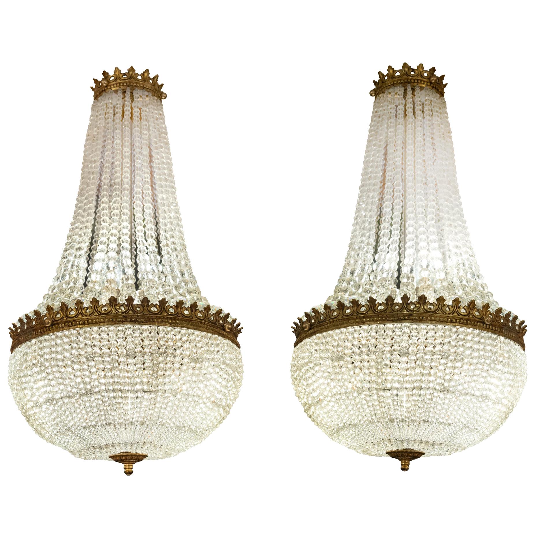 Pair of Empire Style Basket-Form Chandeliers