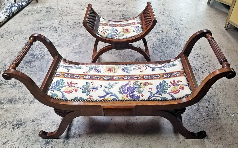 Pair of Empire Style Bedroom Scroll End Bench Seats For ...