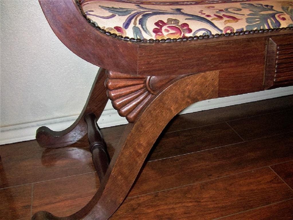 French Pair of Empire Style Bedroom Scroll End Bench Seats