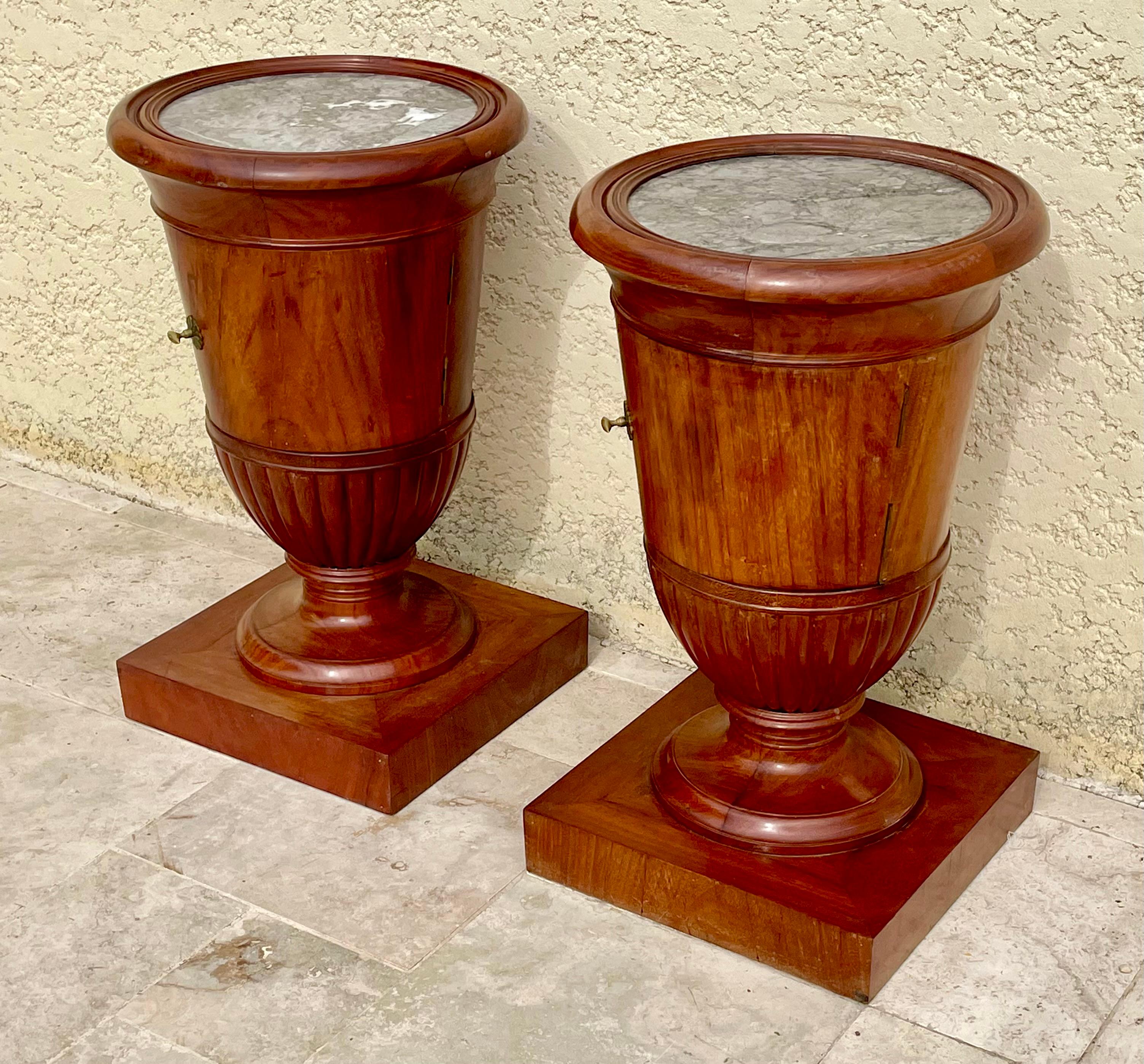 Marble Pair Of Empire Style Bedside Tables For Sale