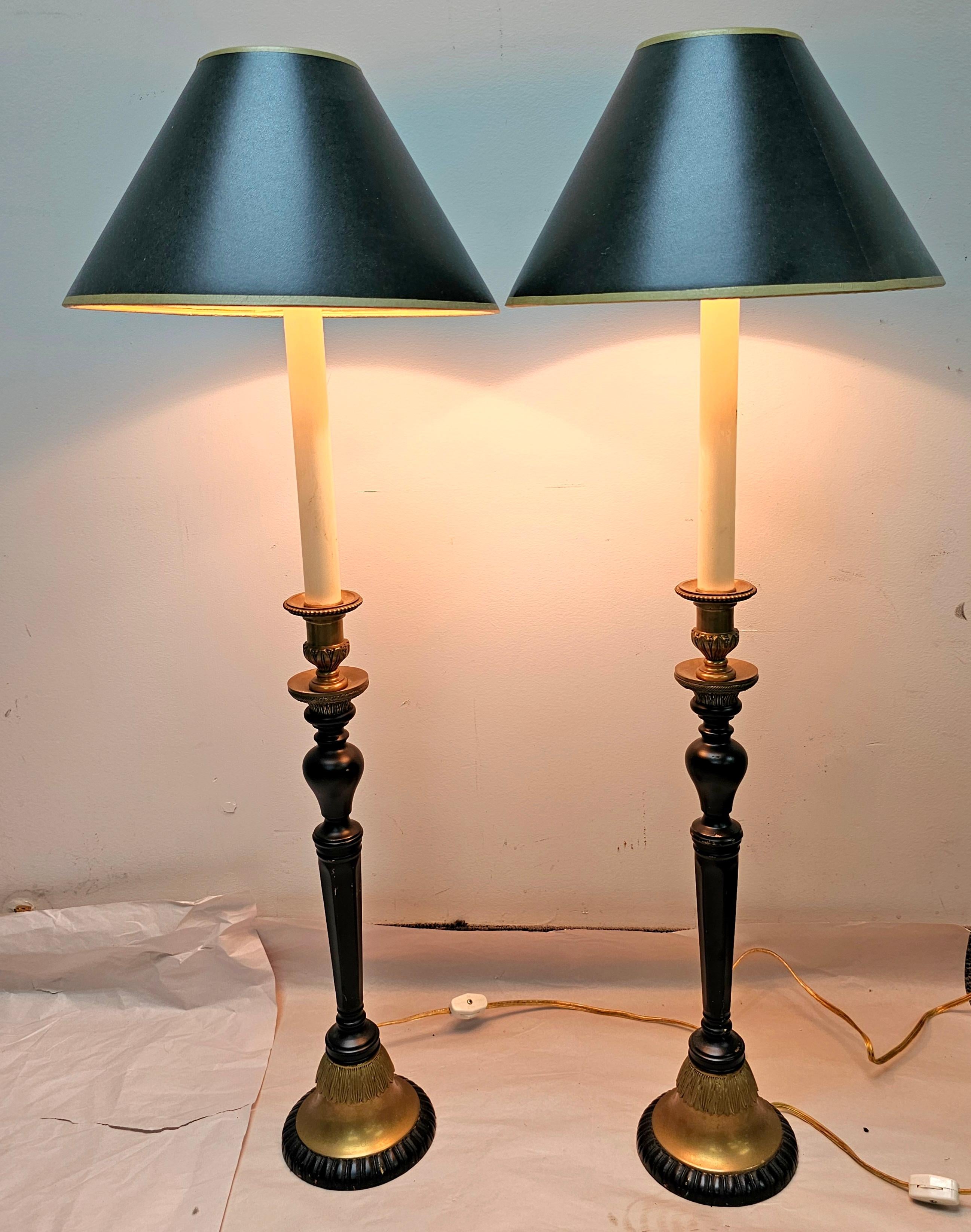 Paar Empire-Stil Messing und ebonisiert Kerzenständer Buffet-Lampen im Angebot 4