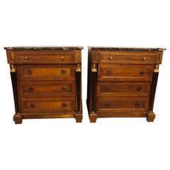Pair of Empire Style Bronze Mounted Commodes or Nightstands or End Tables