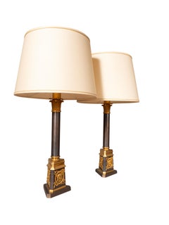 Pair Of Empire Style Bronze Table Lamps