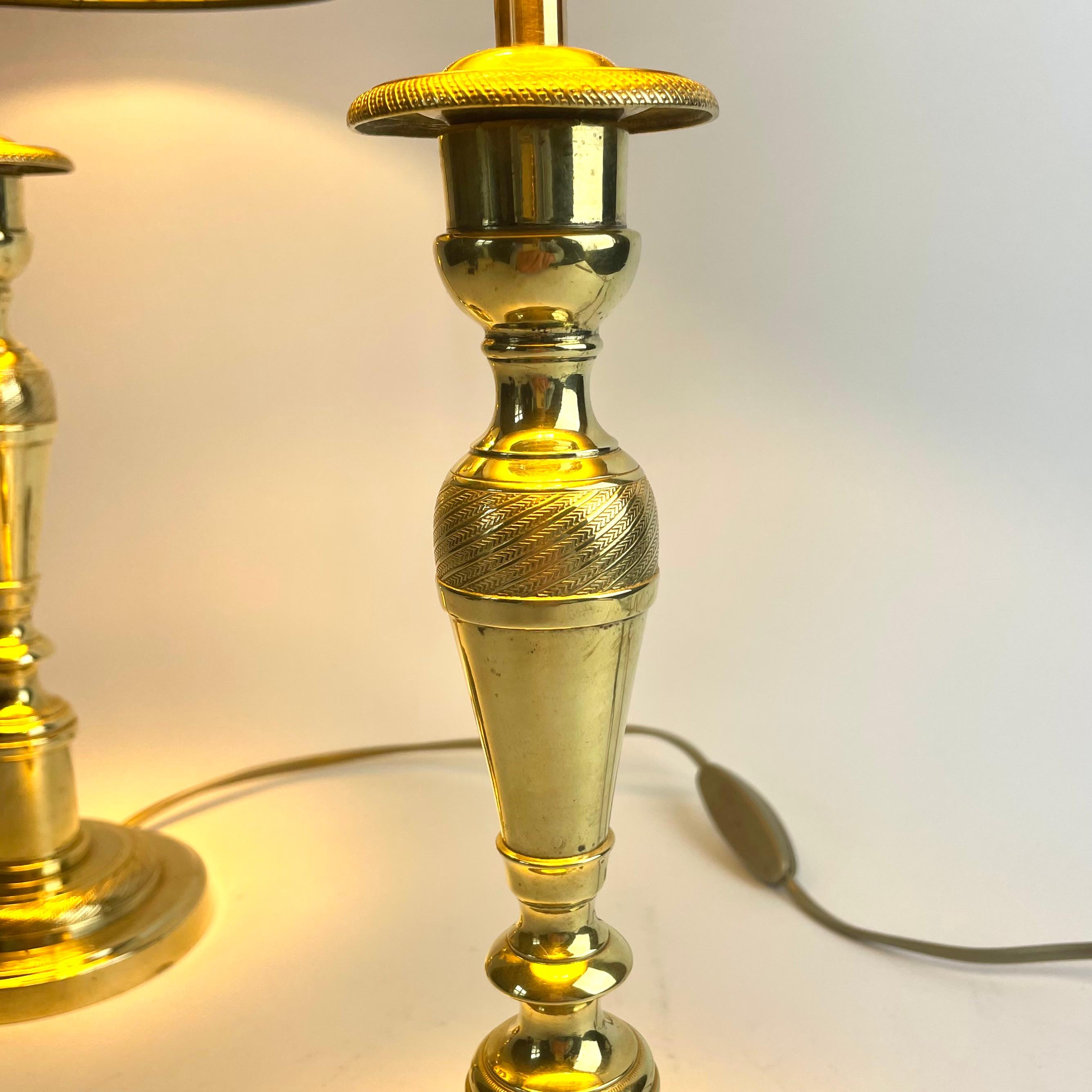 Paire de lampes de table en bronze de style Empire, France, début du 19e siècle en vente 1