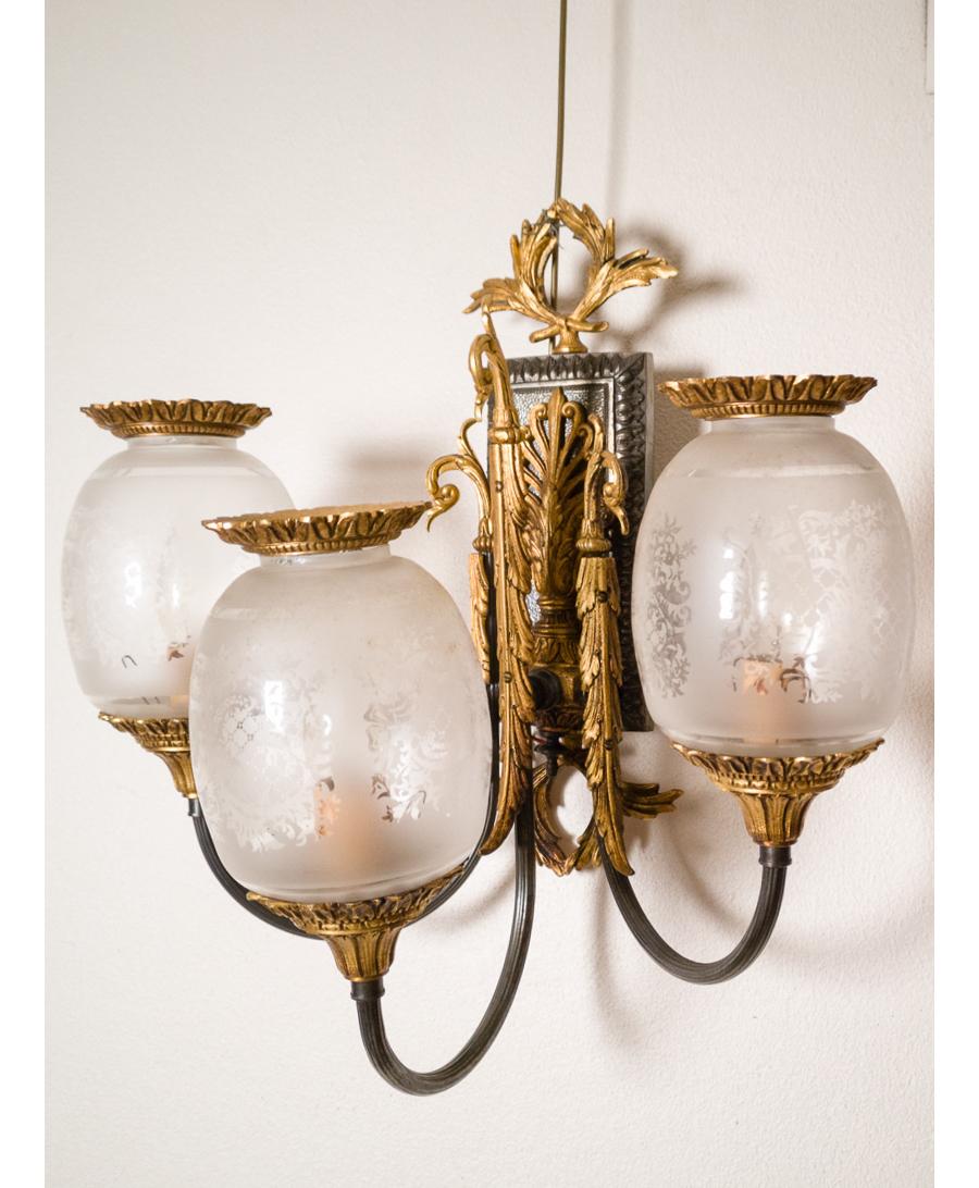 Paire d'appliques modernes à trois lumières en bronze de style Empire, 20e siècle Bon état - En vente à Lisbon, PT