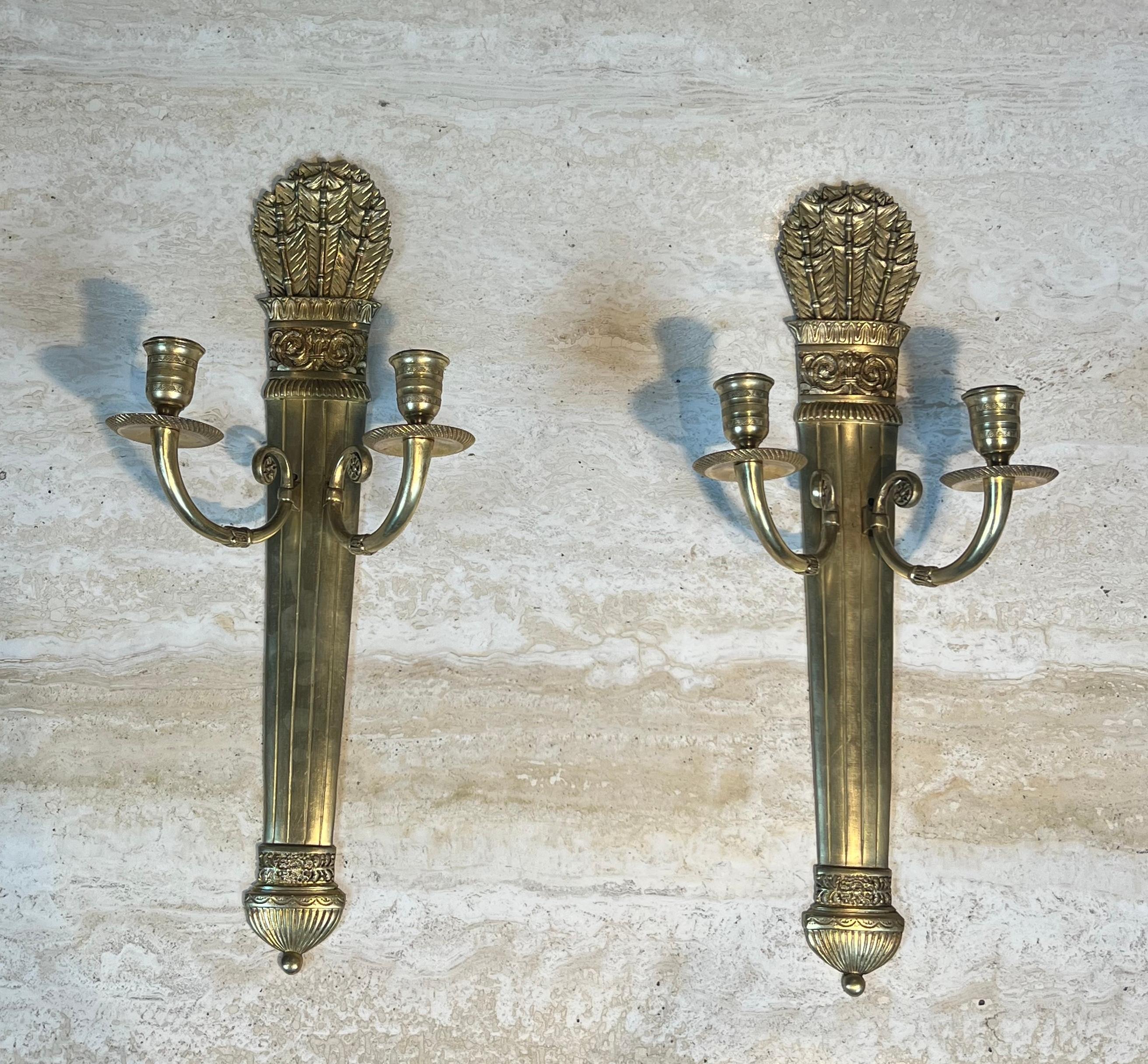Coppia di luci da parete in bronzo in stile impero, modello Faretra in vendita 5