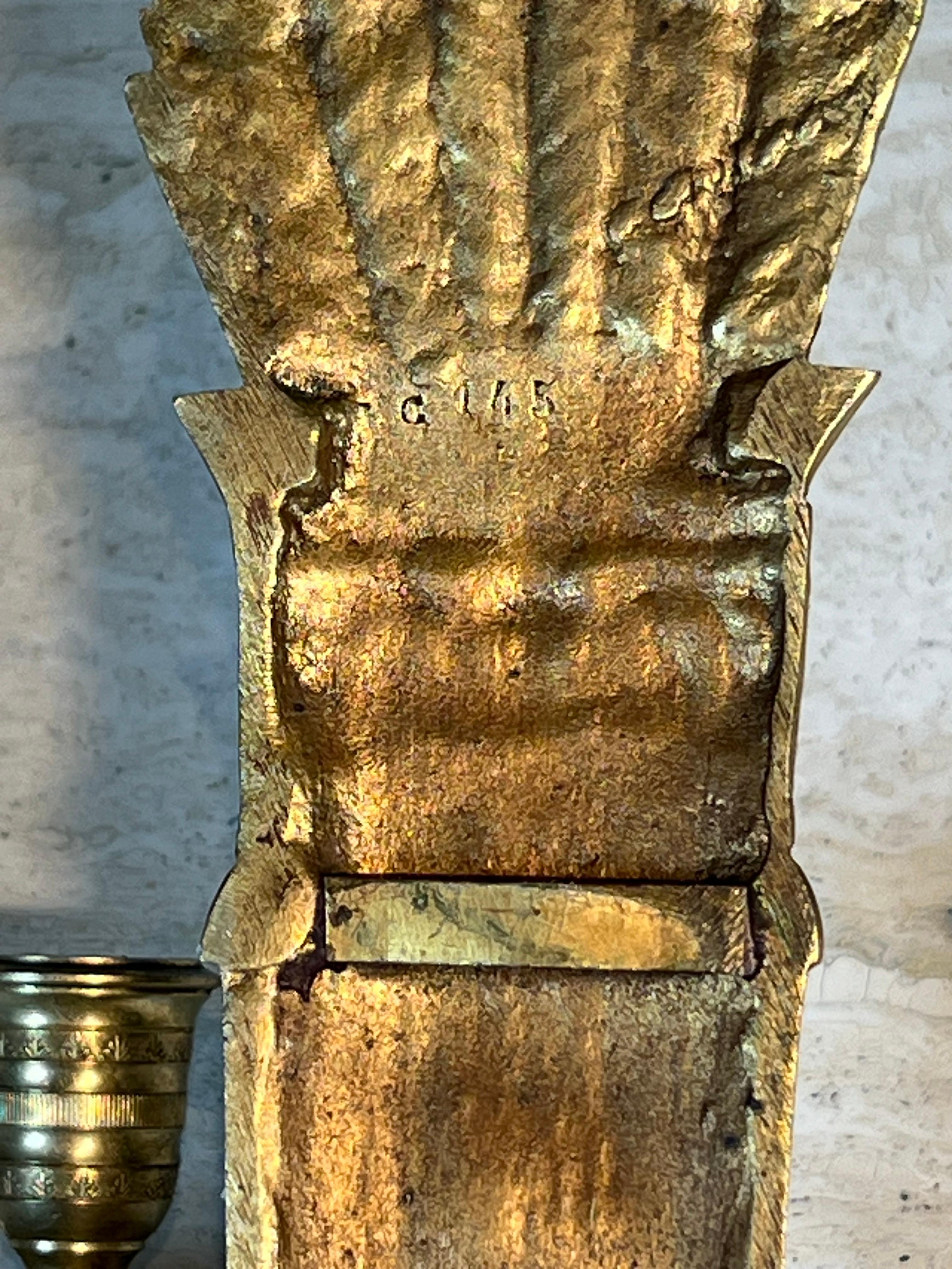 Coppia di luci da parete in bronzo in stile impero, modello Faretra in vendita 8