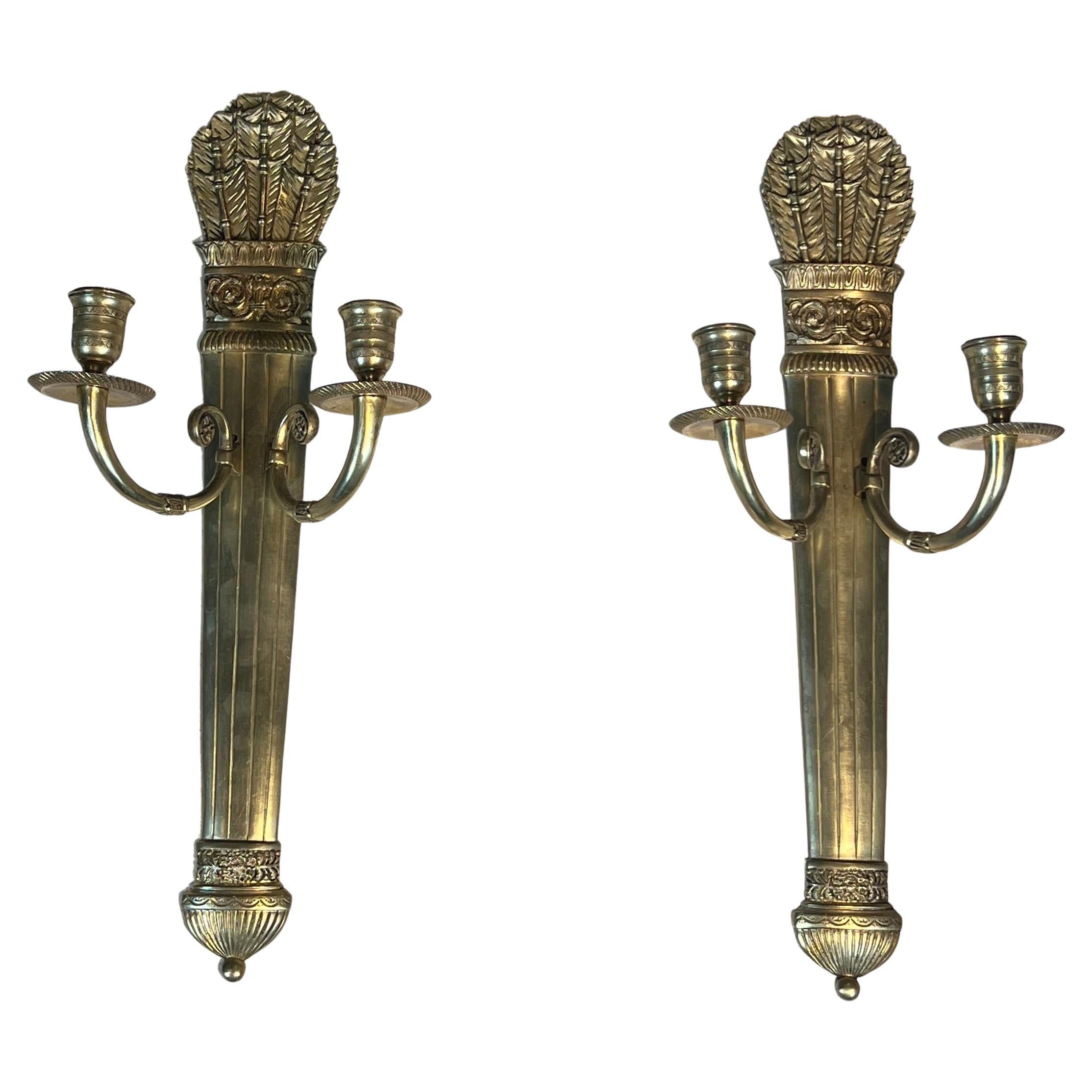 Pareja de apliques de bronce estilo Imperio, modelo Quiver