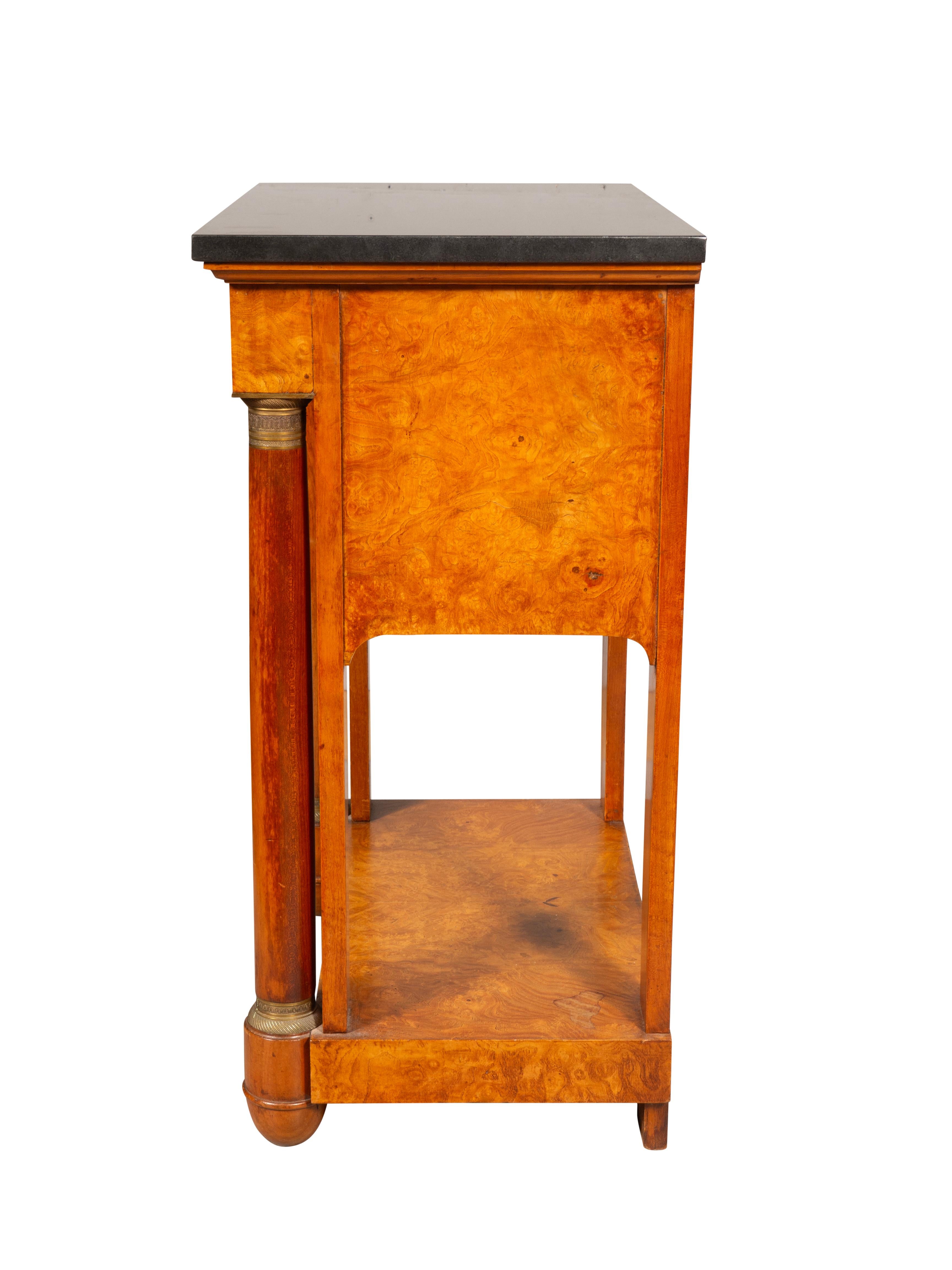 Pair Of Empire Style Burl Walnut Bedside Tables 4