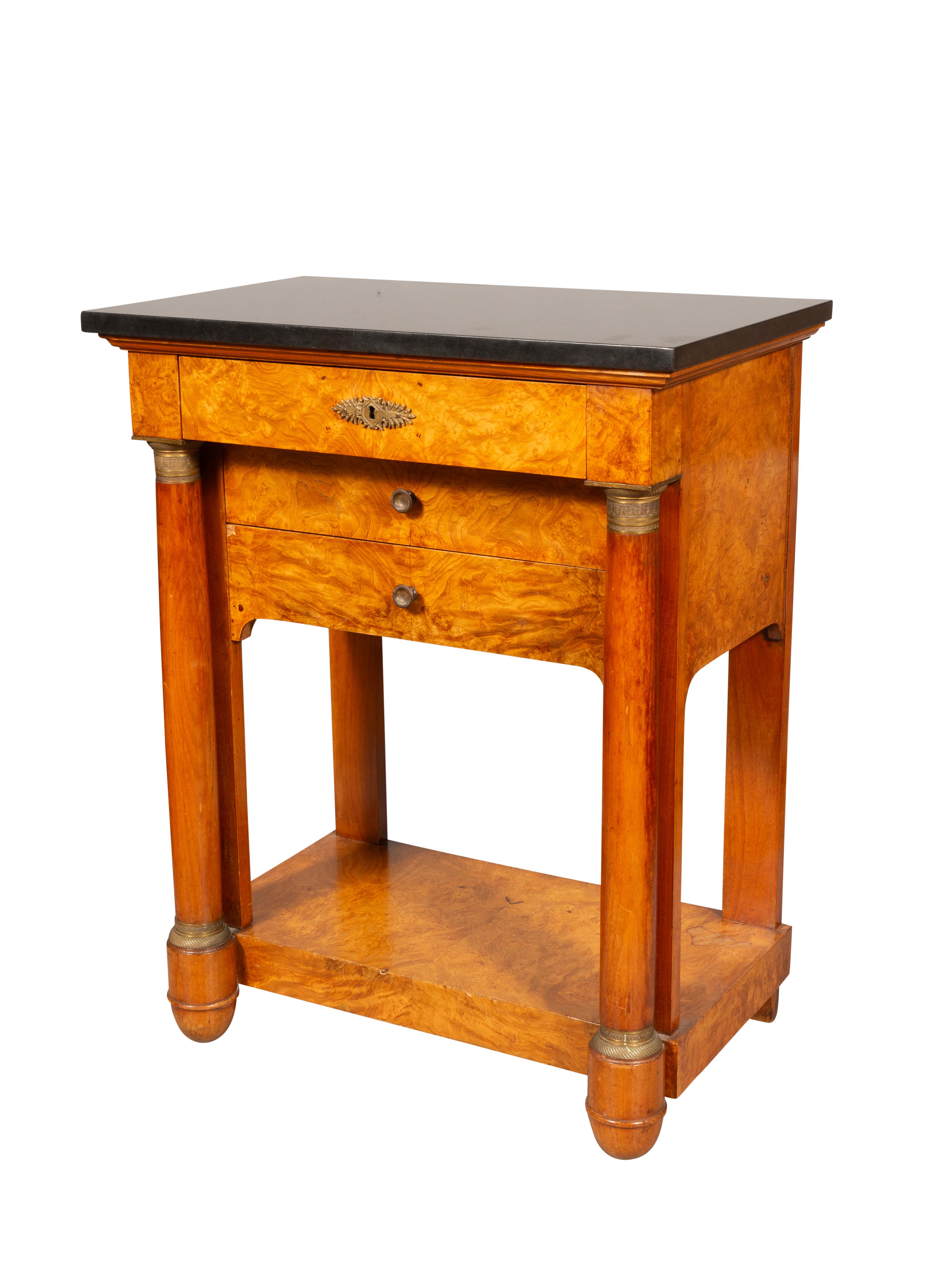 Pair Of Empire Style Burl Walnut Bedside Tables 5