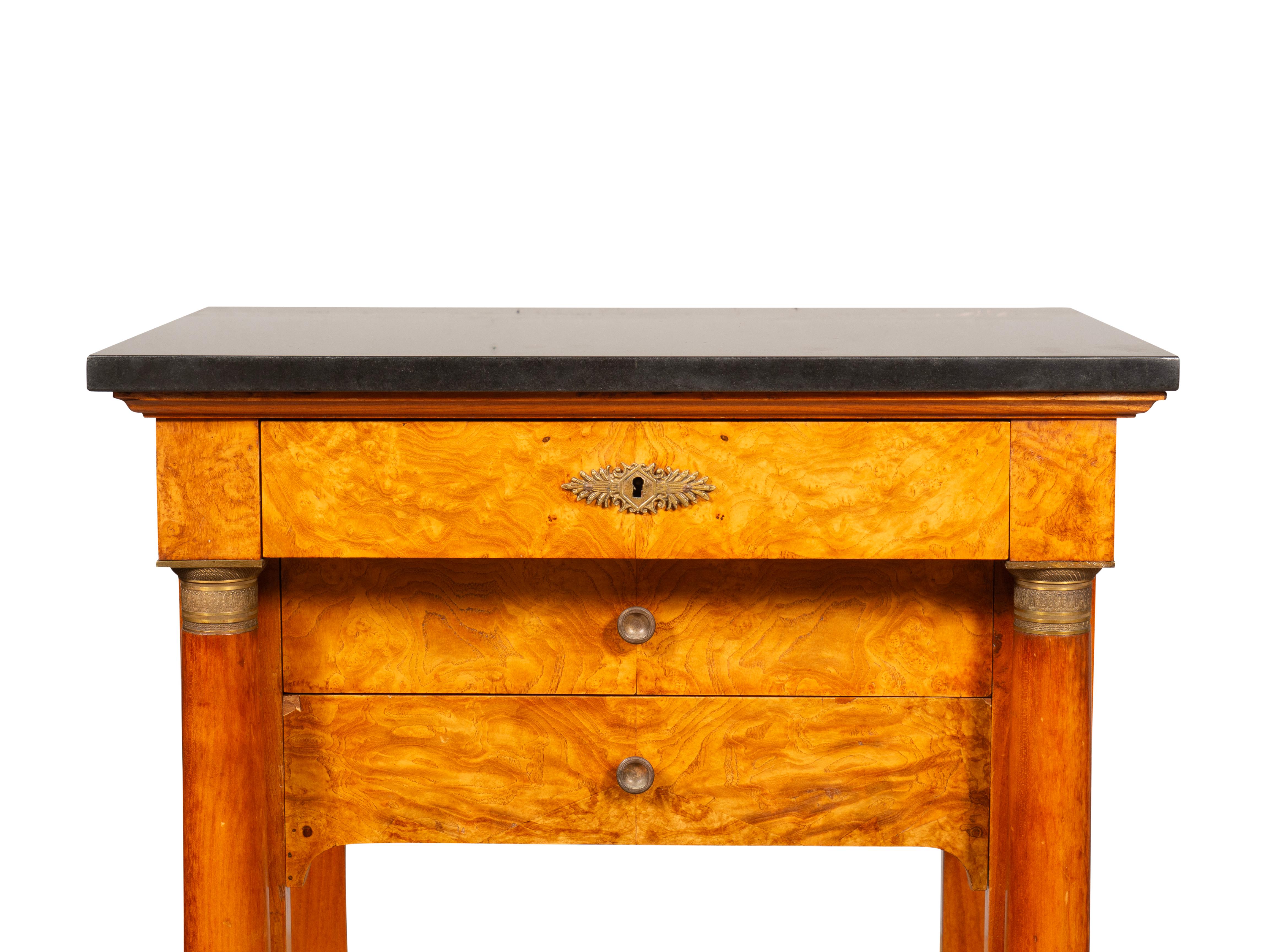 Pair Of Empire Style Burl Walnut Bedside Tables 6