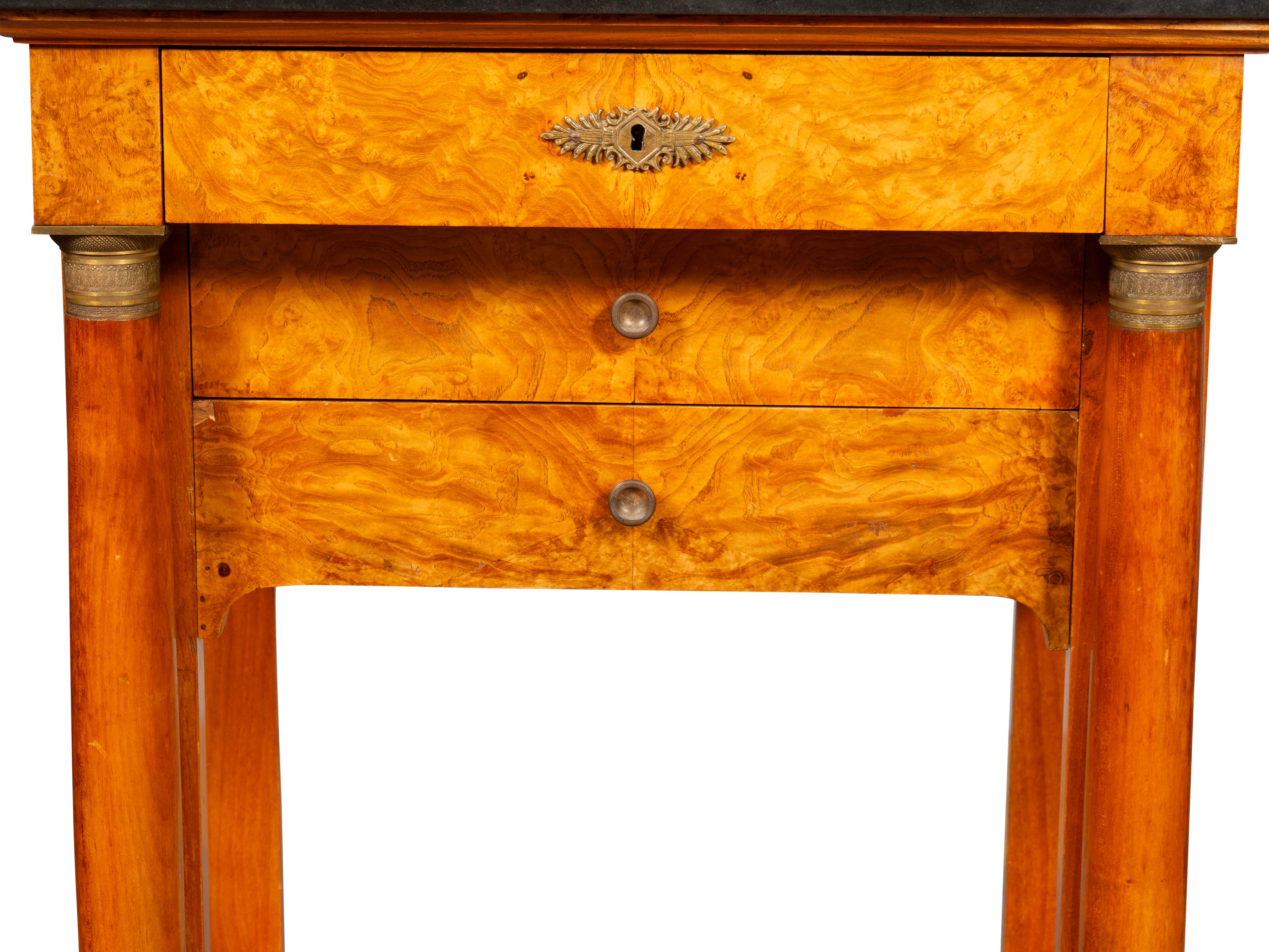 Pair Of Empire Style Burl Walnut Bedside Tables 7