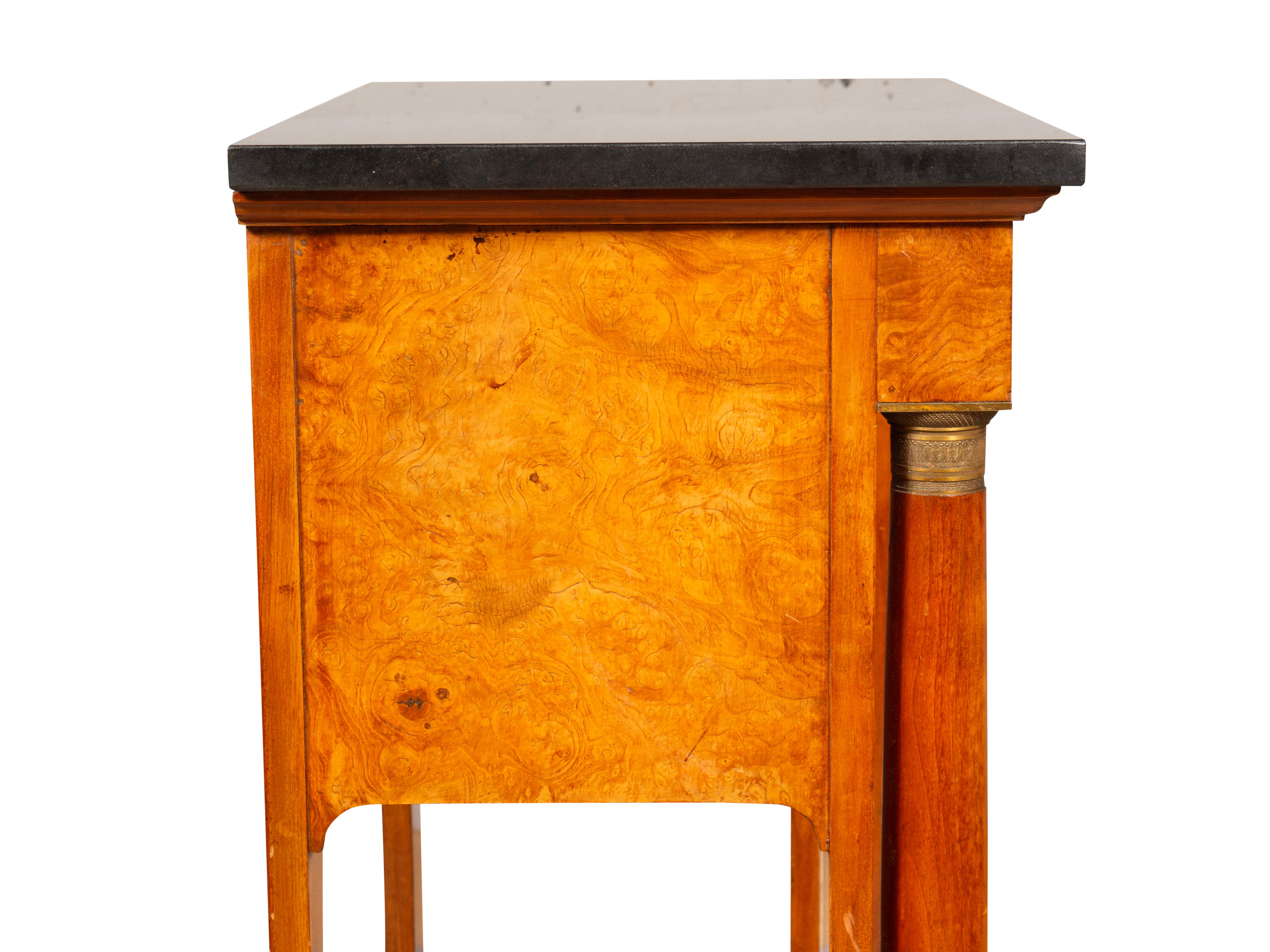 Pair Of Empire Style Burl Walnut Bedside Tables 9