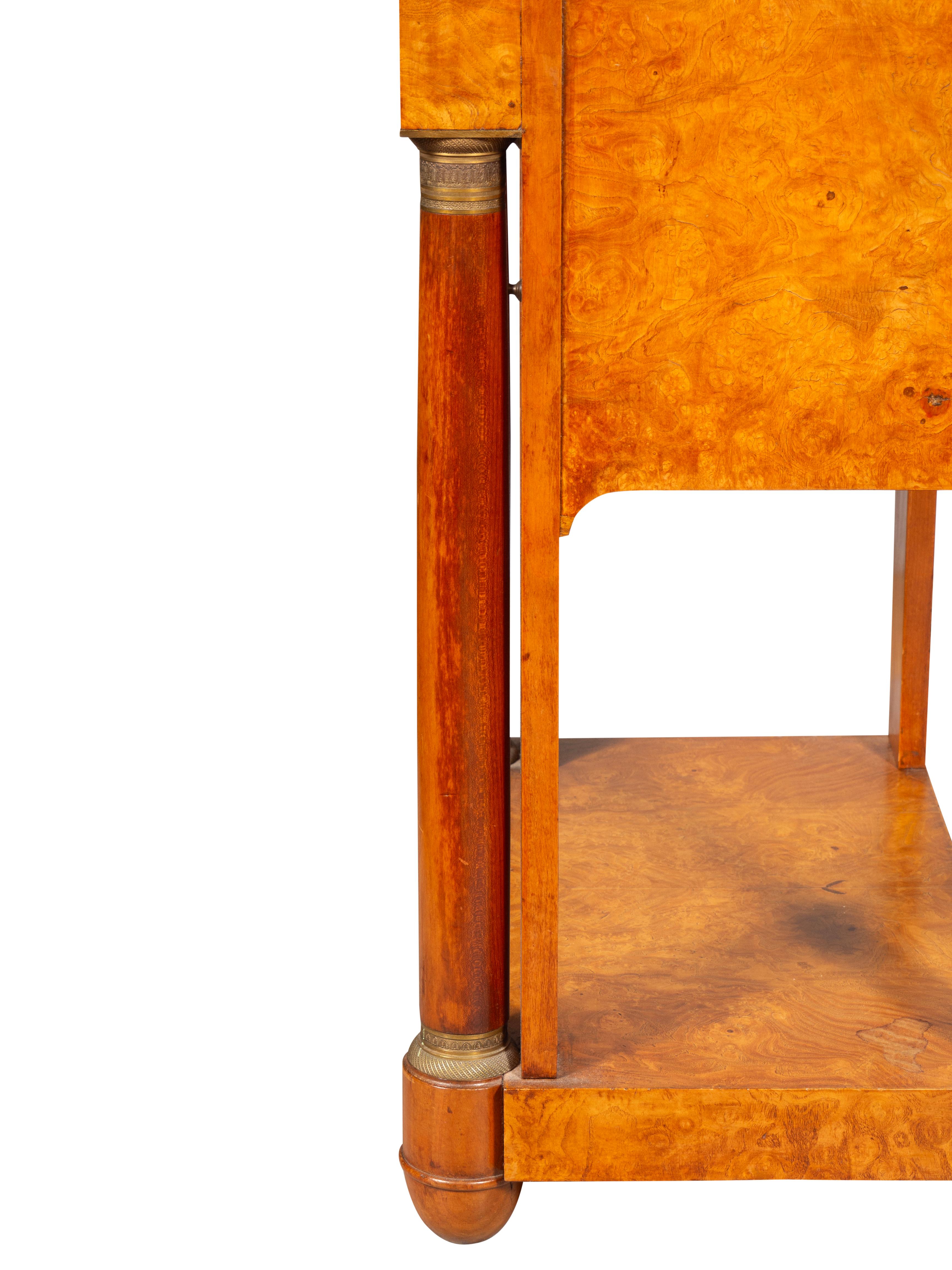 Pair Of Empire Style Burl Walnut Bedside Tables 11