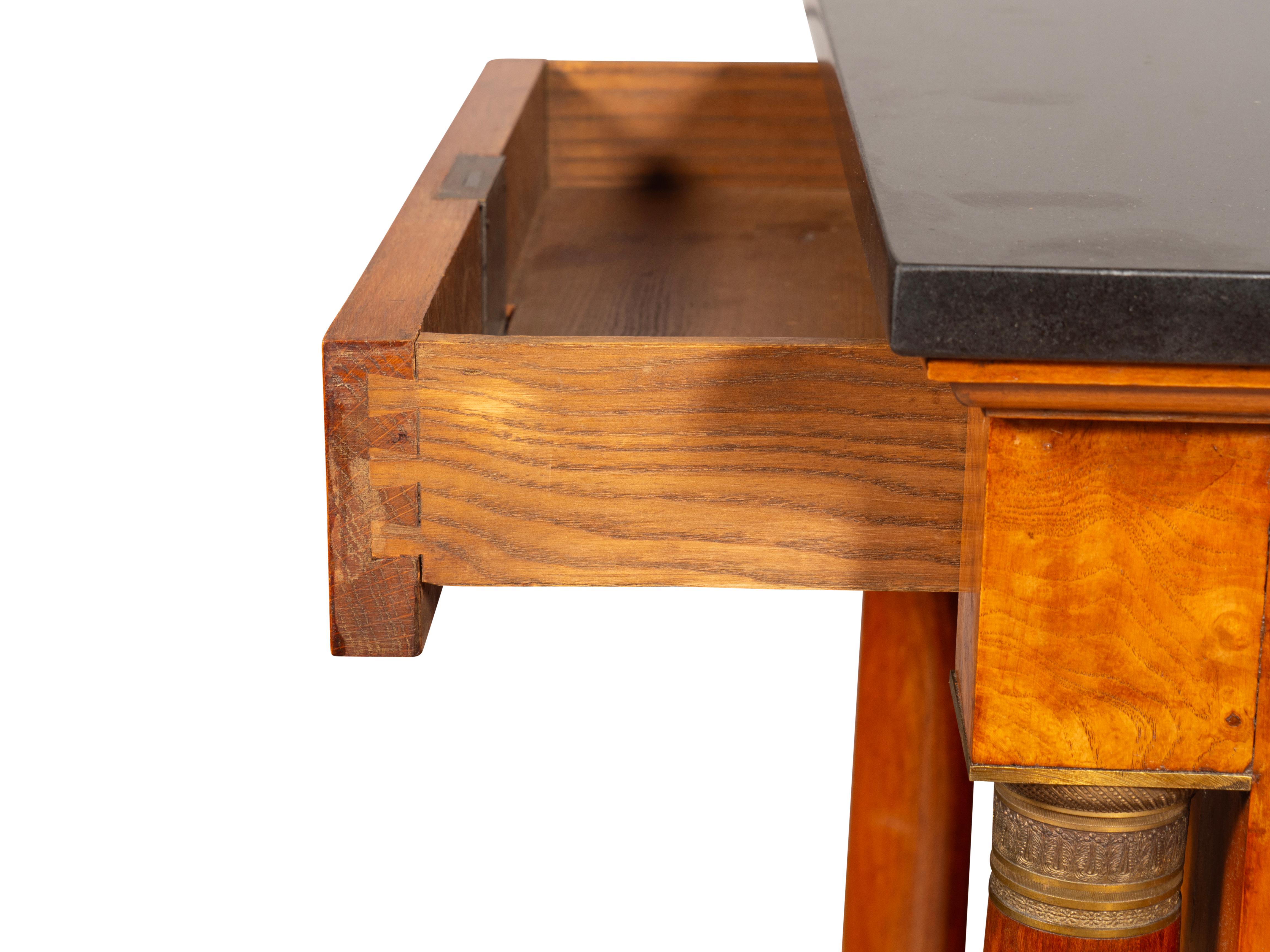 Pair Of Empire Style Burl Walnut Bedside Tables 12