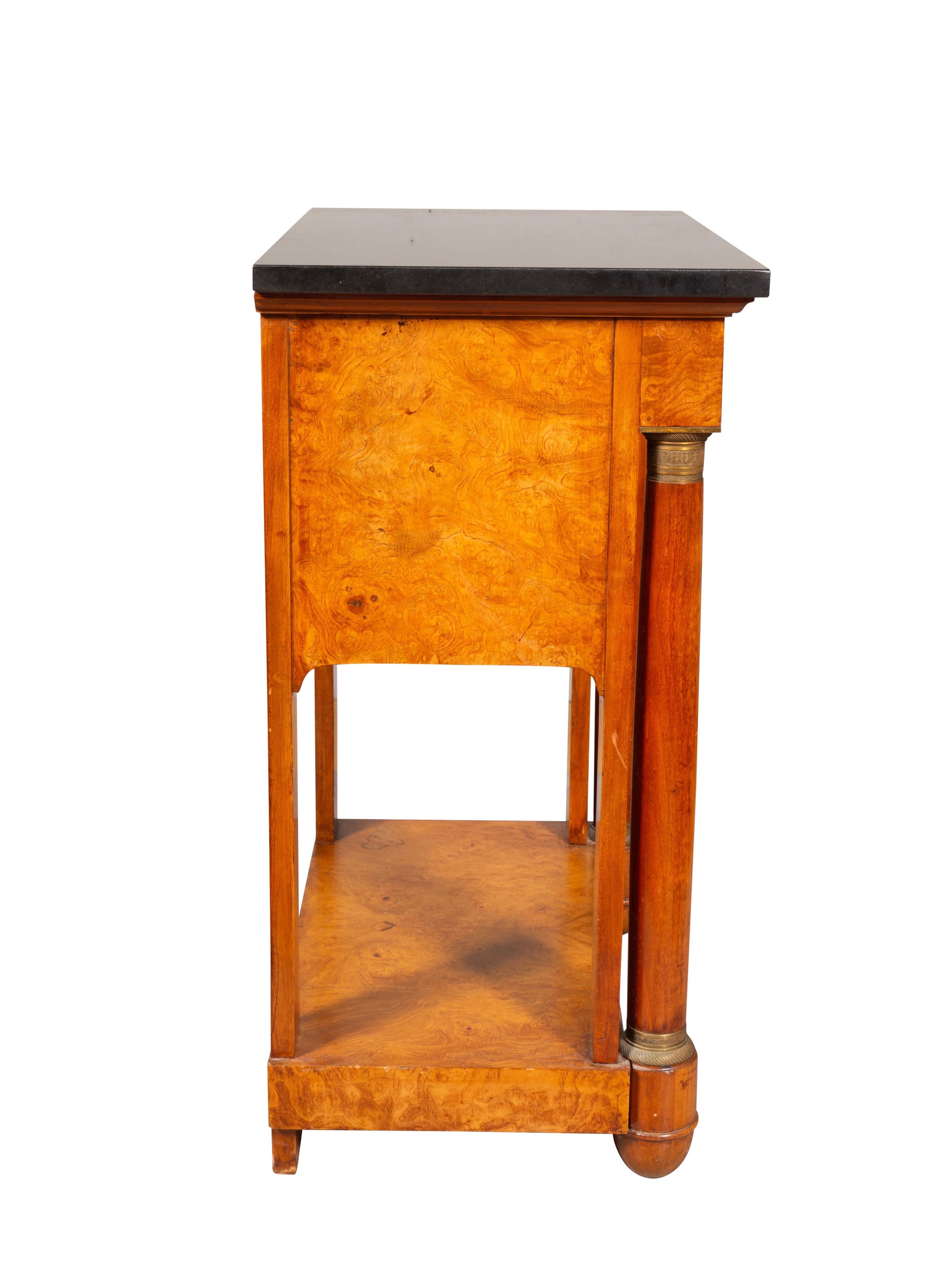 Pair Of Empire Style Burl Walnut Bedside Tables 2