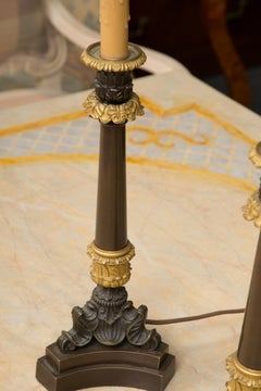 Pair of Empire Style Candlesticks as Table Lamps