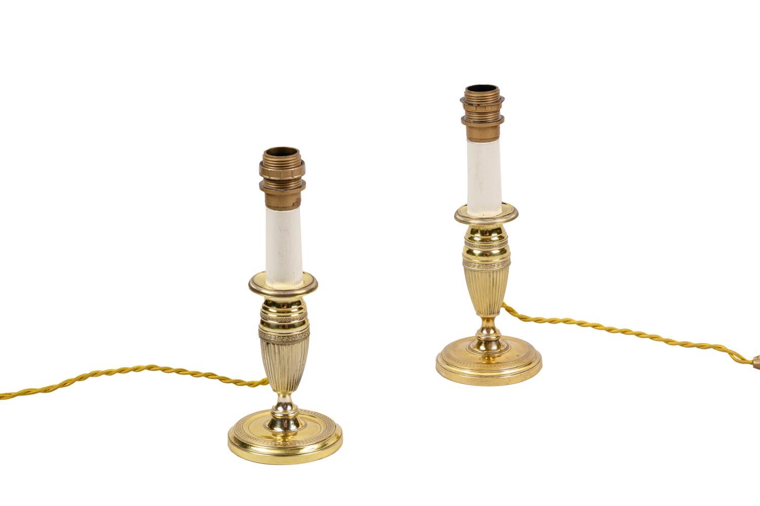 Cable Candlesticks Pair of Empire Style Candlesticks in Gilt Metal, circa 1900 at 1stDibs