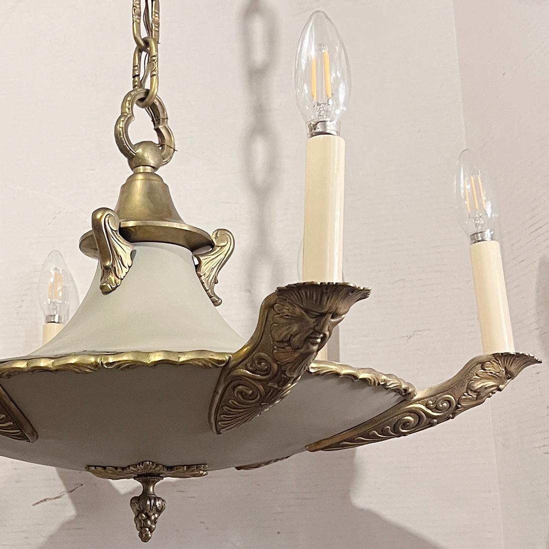 Painted Pair of Empire Style Chandeliers. Sold Individually For Sale