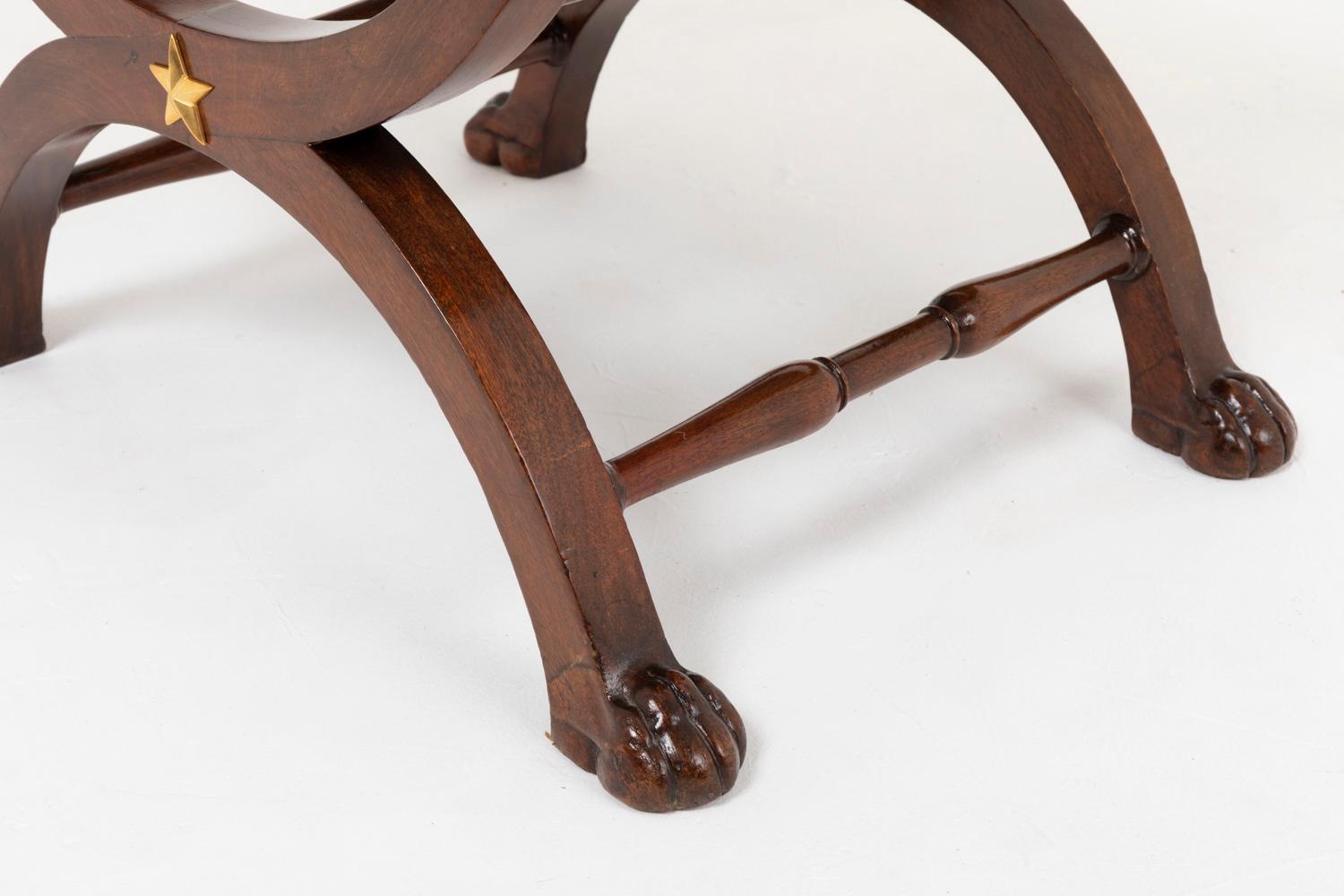 Coppia di poltrone curule in stile impero, circa 1900 in vendita 1