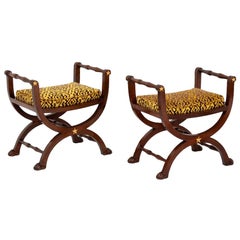 Antique Pair of Empire Style Curule Seats, circa 1900