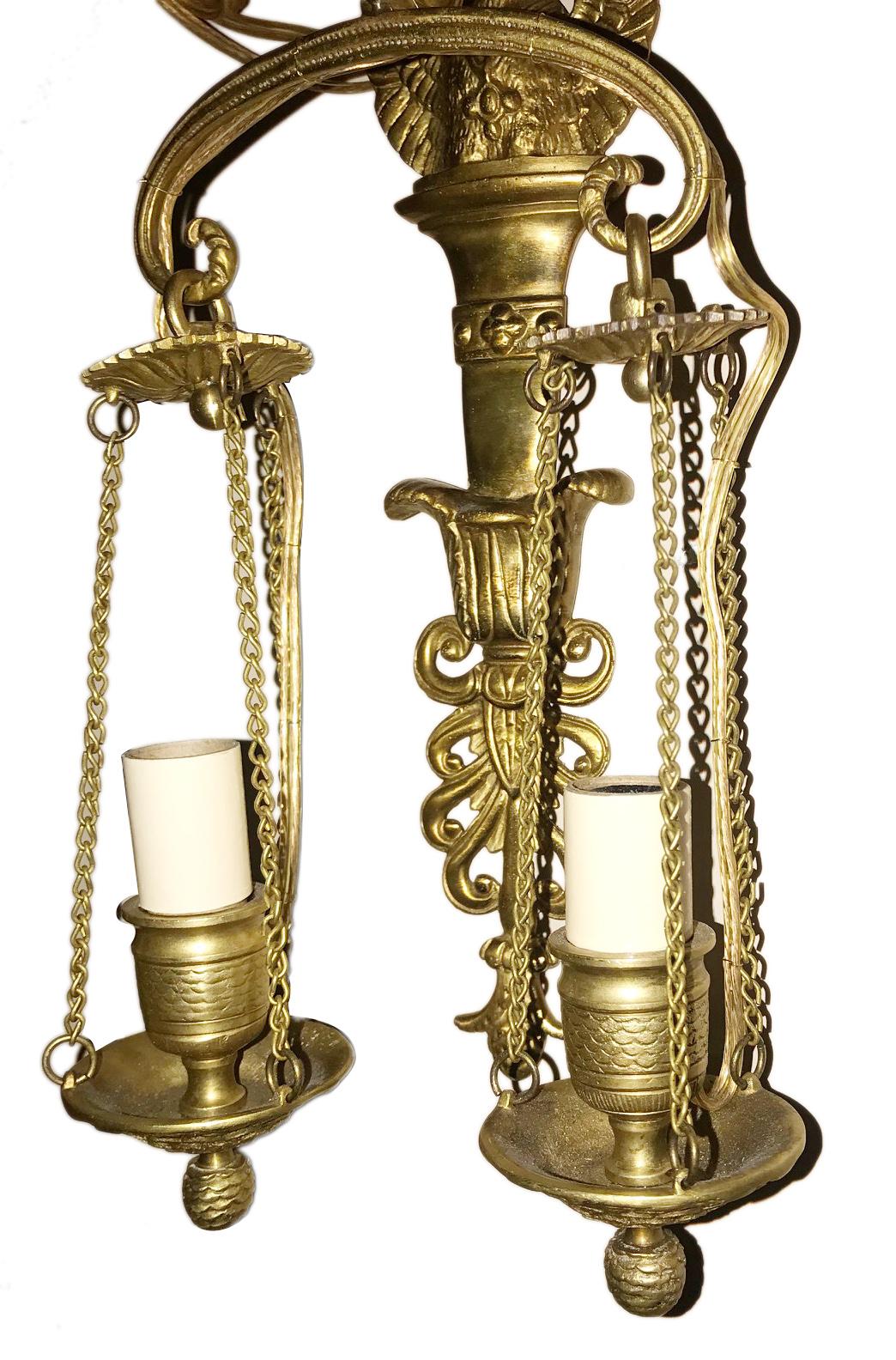 French Pair of Empire Style Double Light Sconces For Sale