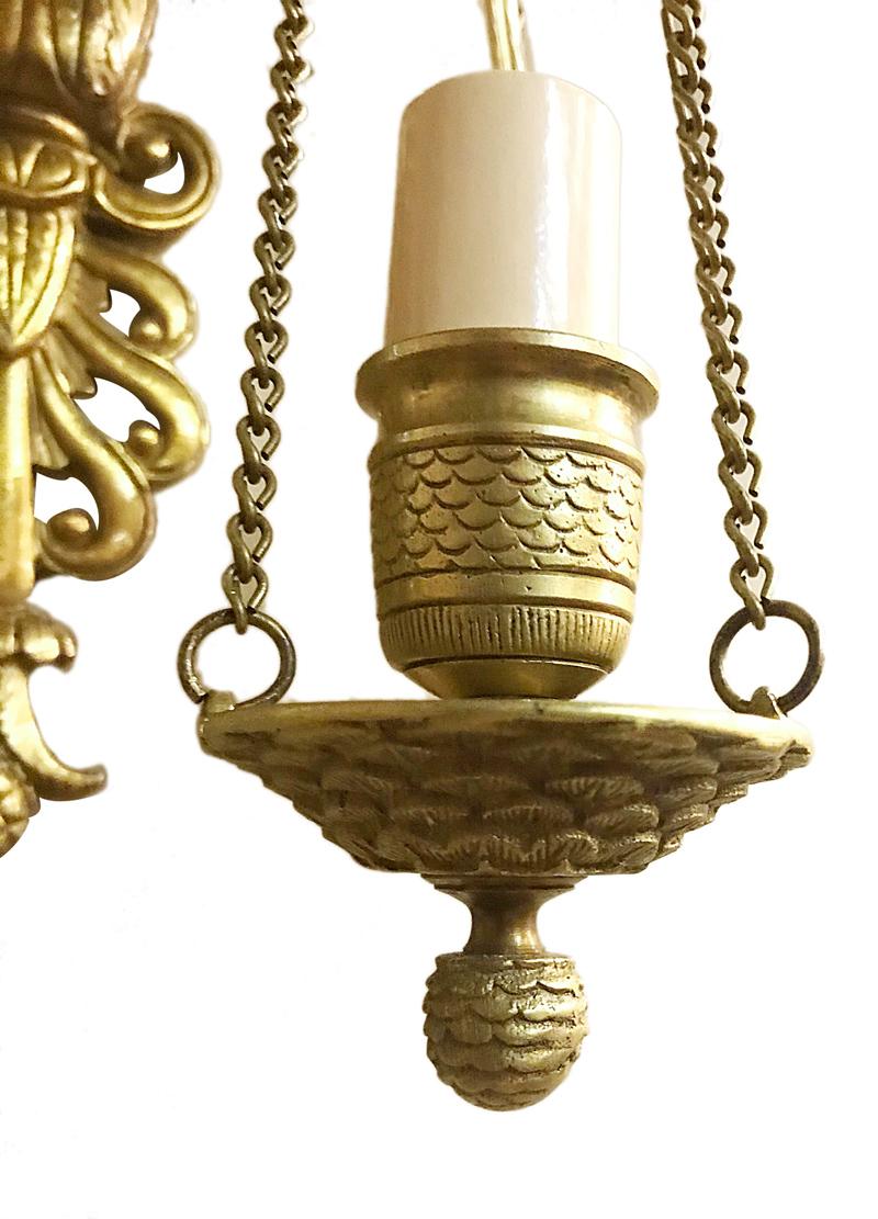 Bronze Pair of Empire Style Double Light Sconces For Sale